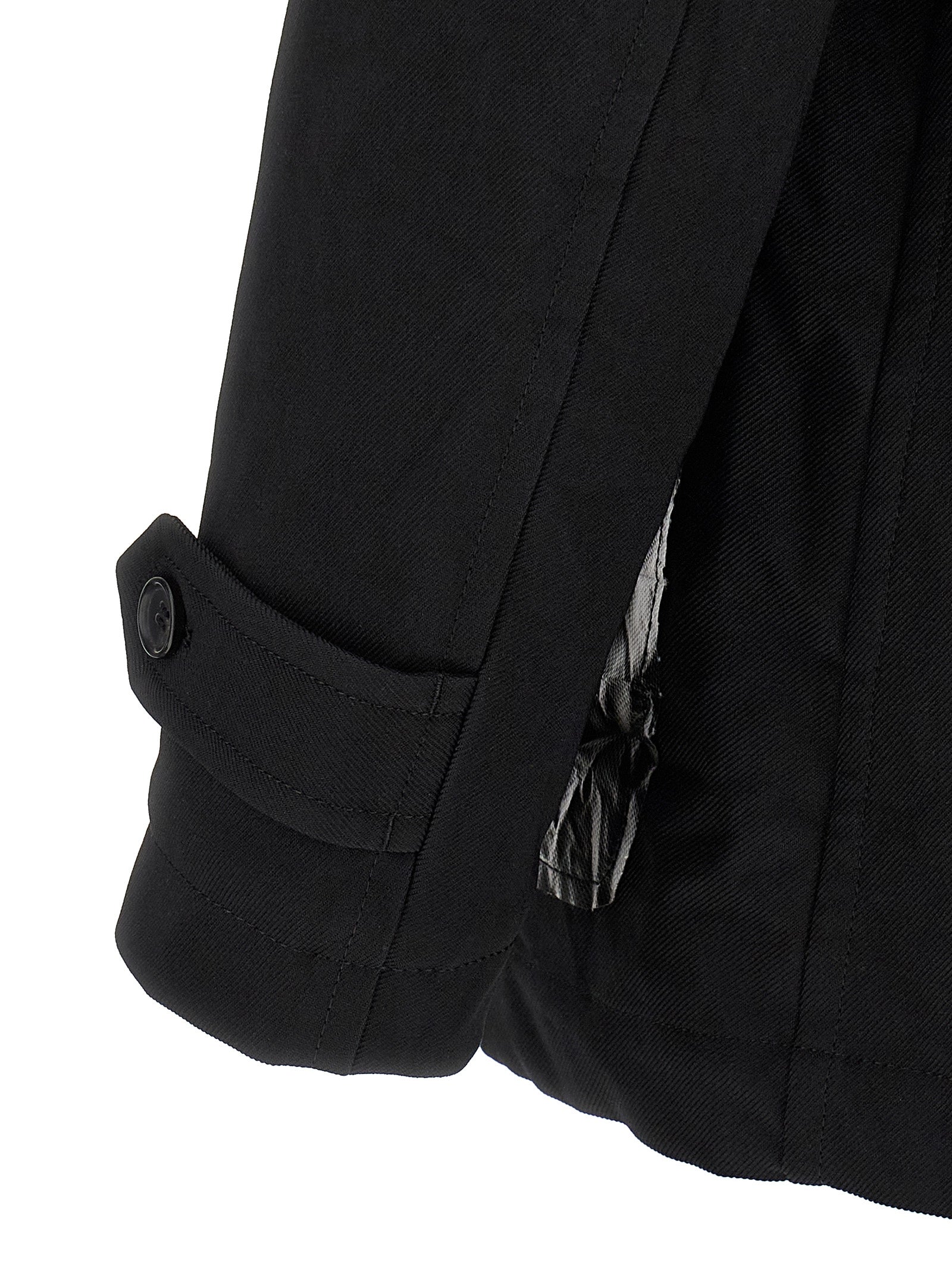 Double-breasted caban Black Polyester Coats, Trench Coats