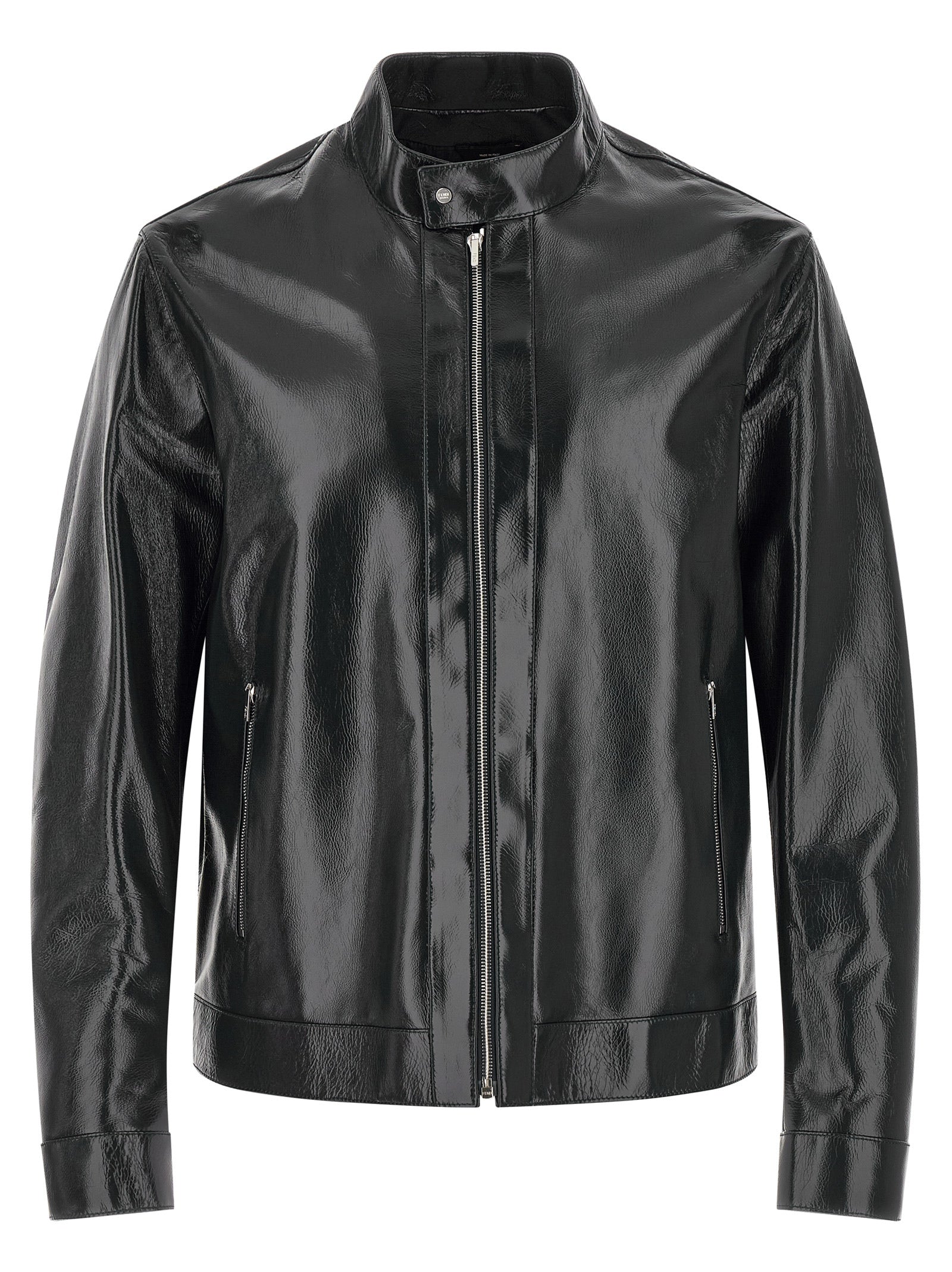 Lacquered leather blouson Blue Lamb (ovis Aries) Down Jacket, Parka, Casual Jackets