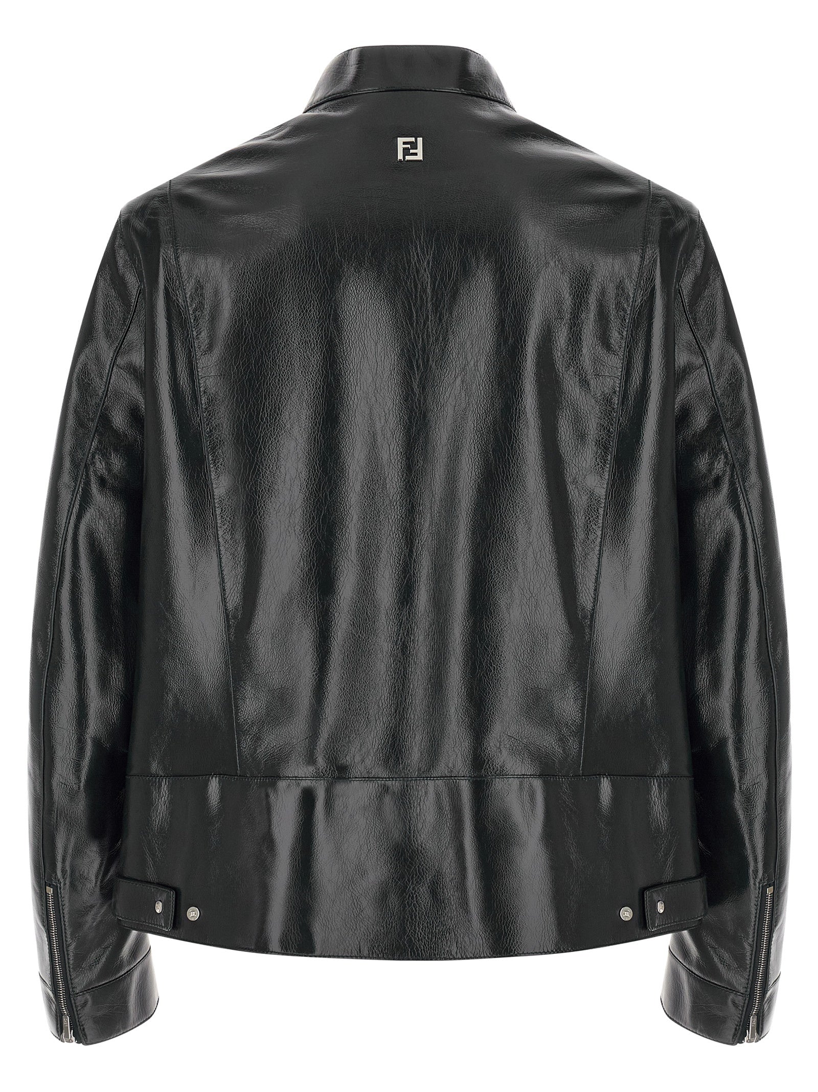 Lacquered leather blouson Blue Lamb (ovis Aries) Down Jacket, Parka, Casual Jackets