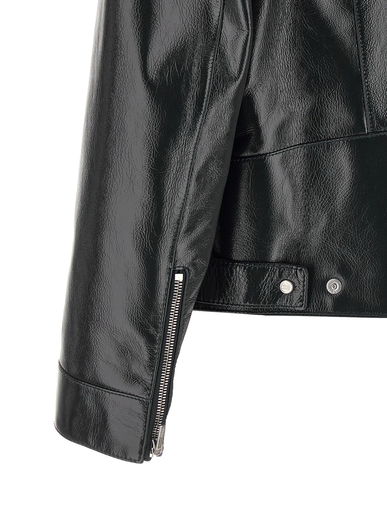 Lacquered leather blouson Blue Lamb (ovis Aries) Down Jacket, Parka, Casual Jackets