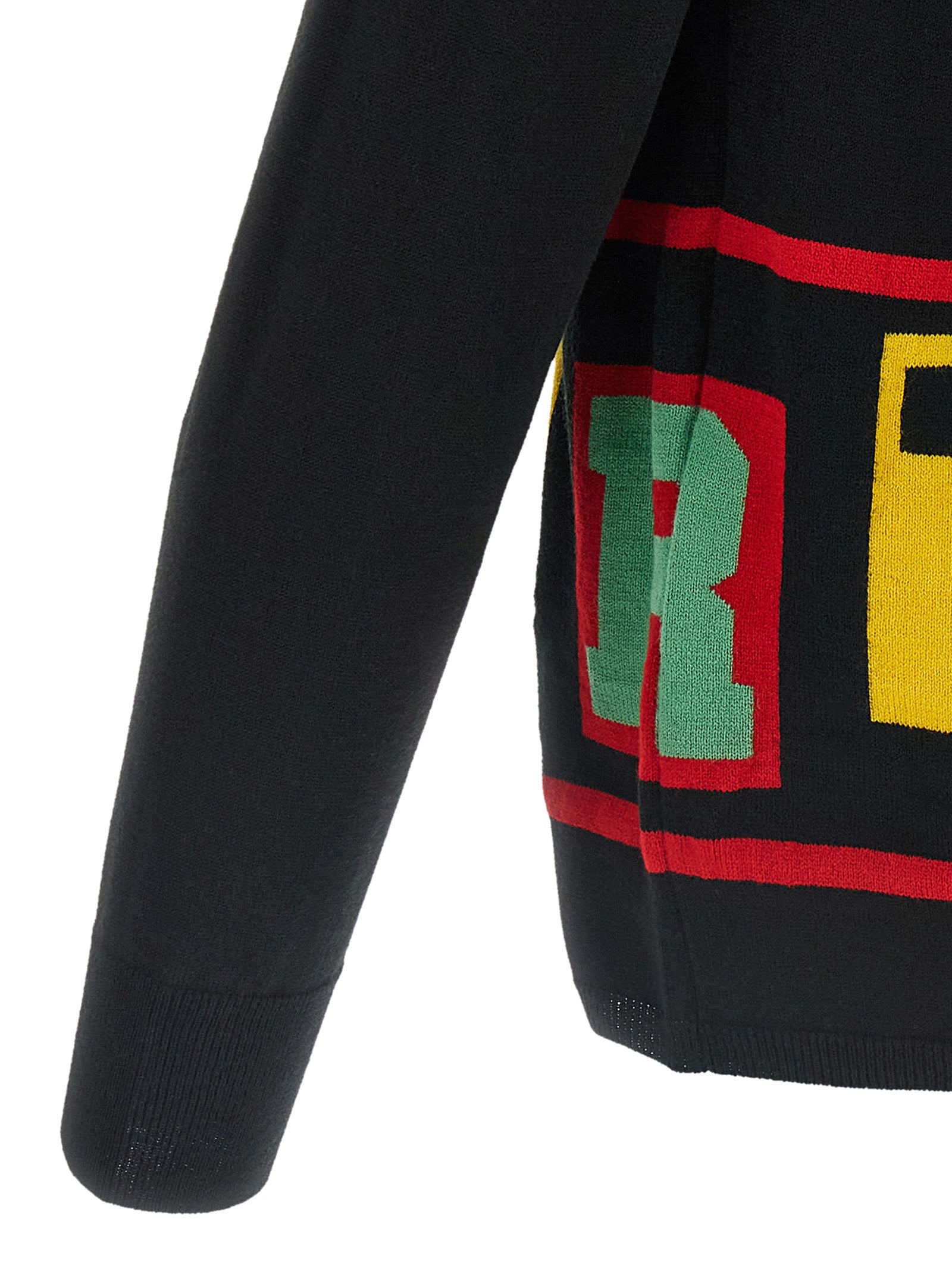 Intarsia sweater Black Acetate Wool Nylon Sweater, Cardigans