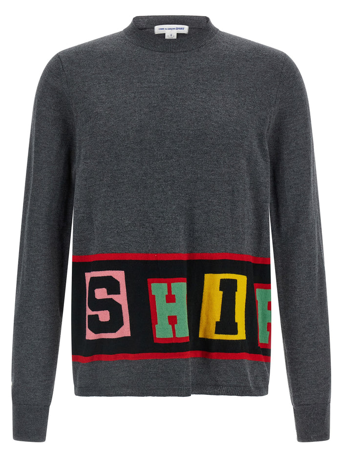 Intarsia sweater Gray Acetate Wool Nylon Sweater, Cardigans