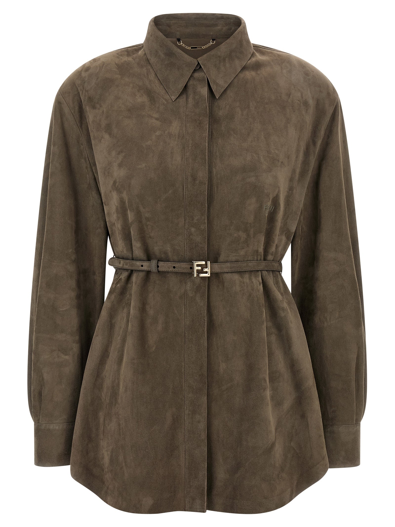 Suede Shirt Gray Lamb Leather (ovis Aries) Shirt, Blouse