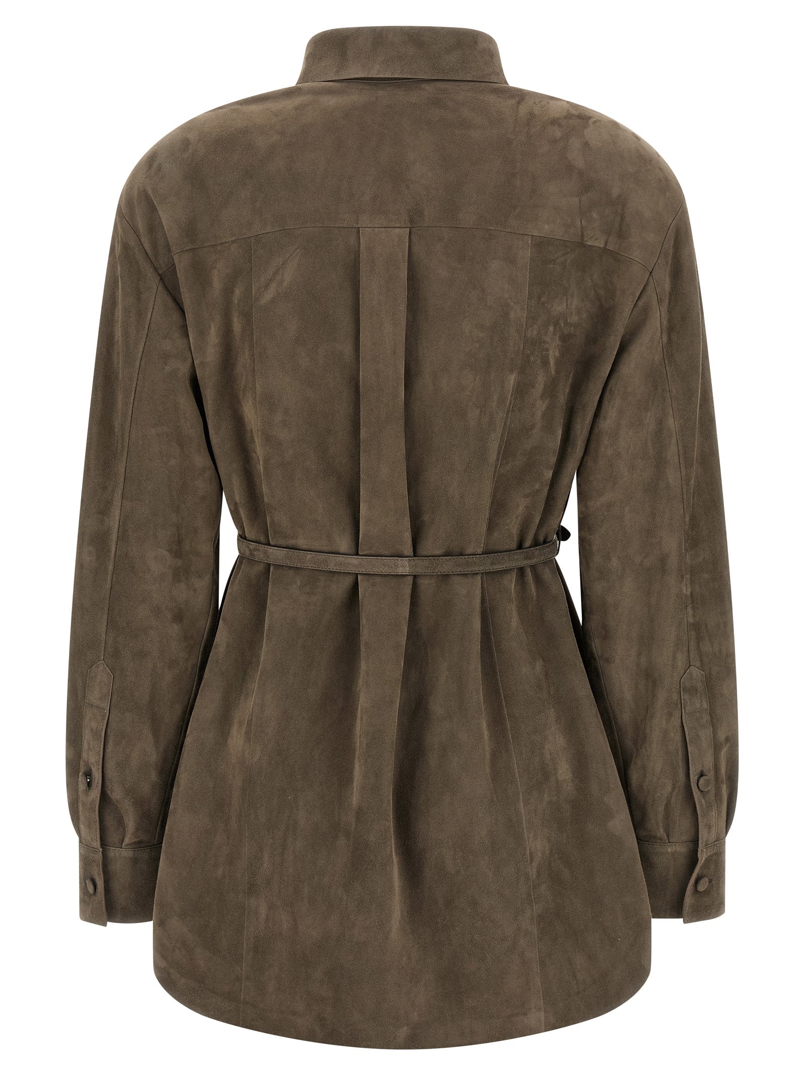 Suede Shirt Gray Lamb Leather (ovis Aries) Shirt, Blouse