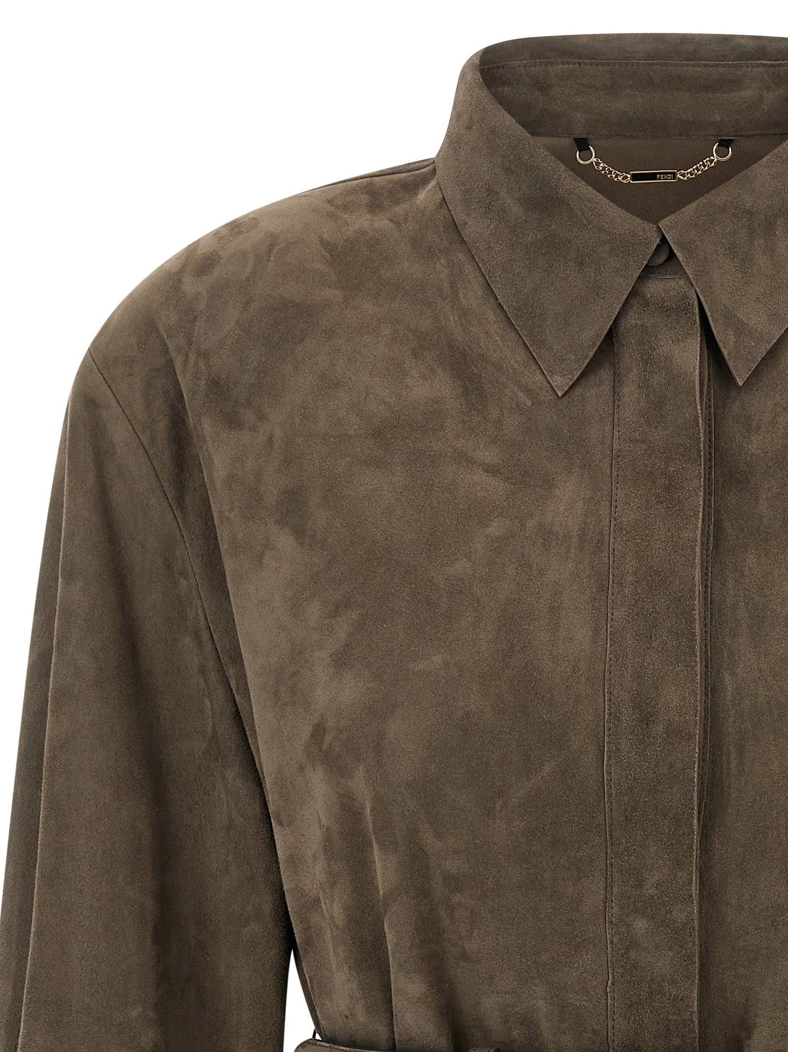 Suede Shirt Gray Lamb Leather (ovis Aries) Shirt, Blouse