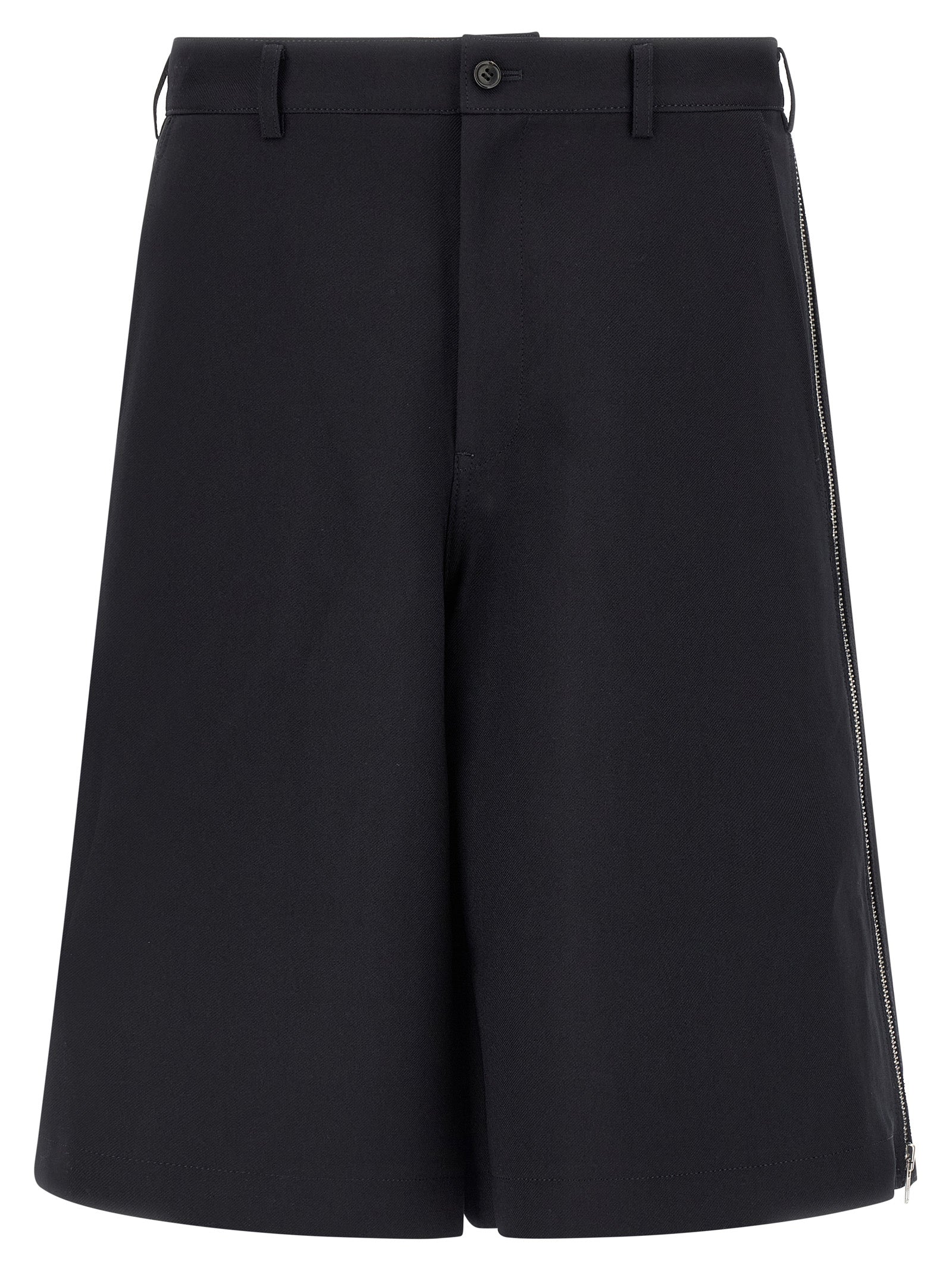 Zip Bermuda Shorts Blue Polyester Bermuda