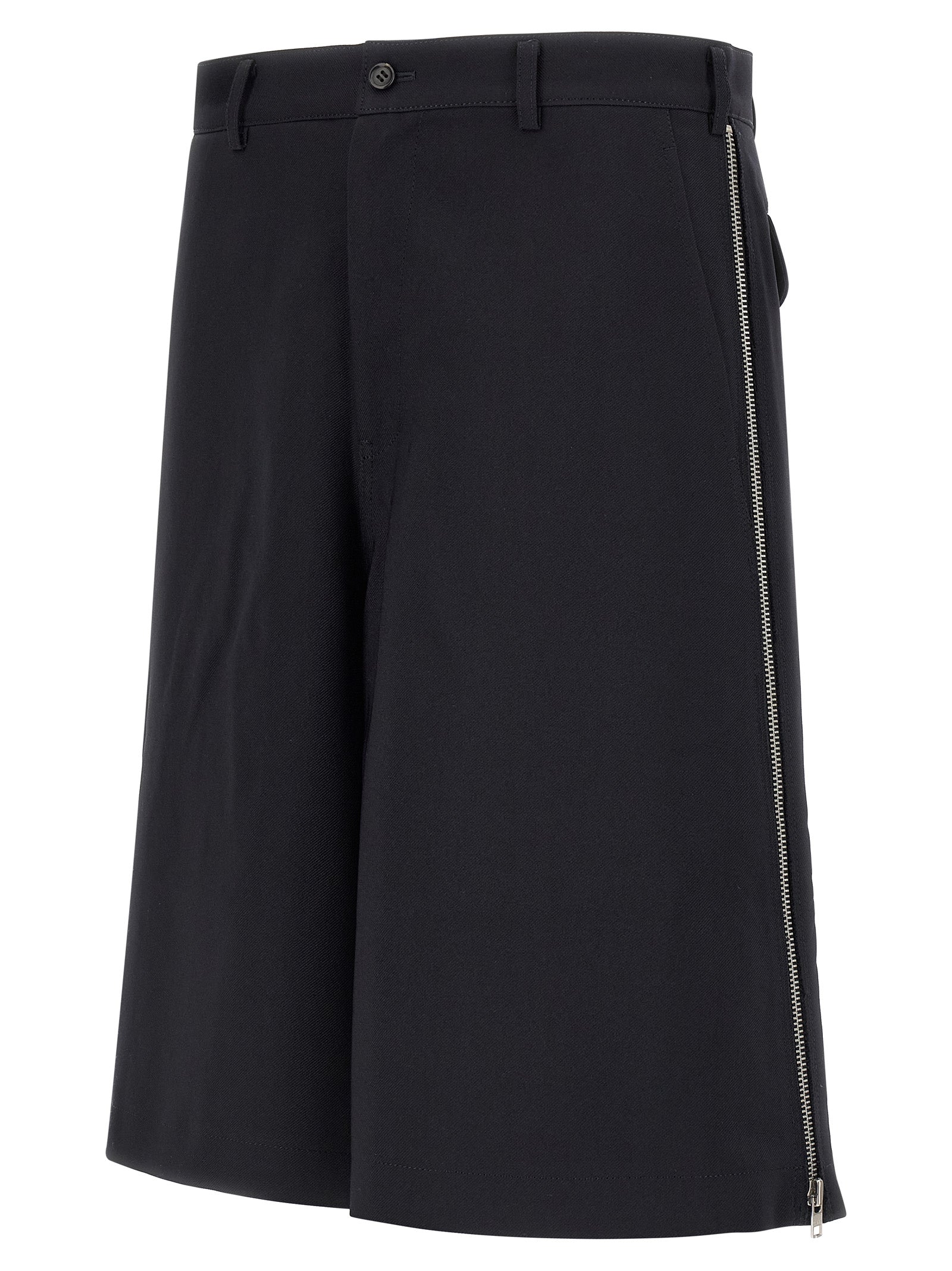 Zip Bermuda Shorts Blue Polyester Bermuda