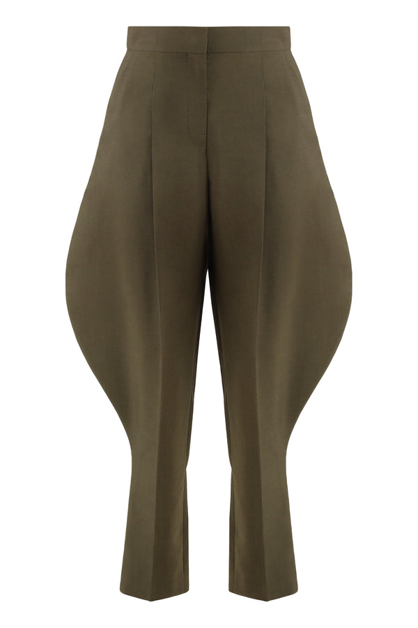 Palazzo Trousers Wool Mohair Olive Cropped