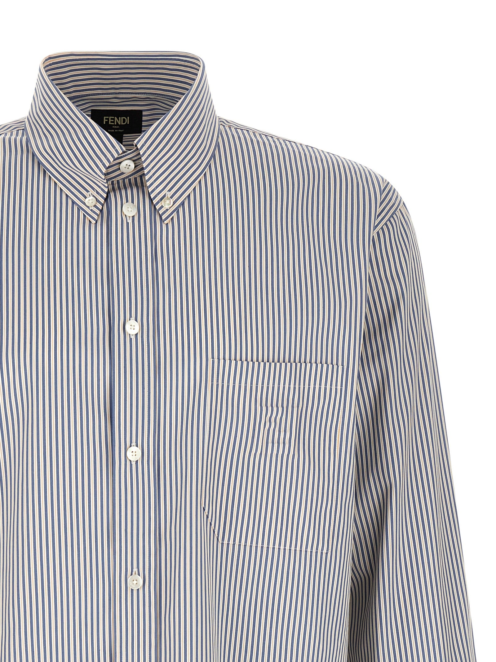 Striped button-down shirt Blue Cotton Shirt, Blouse