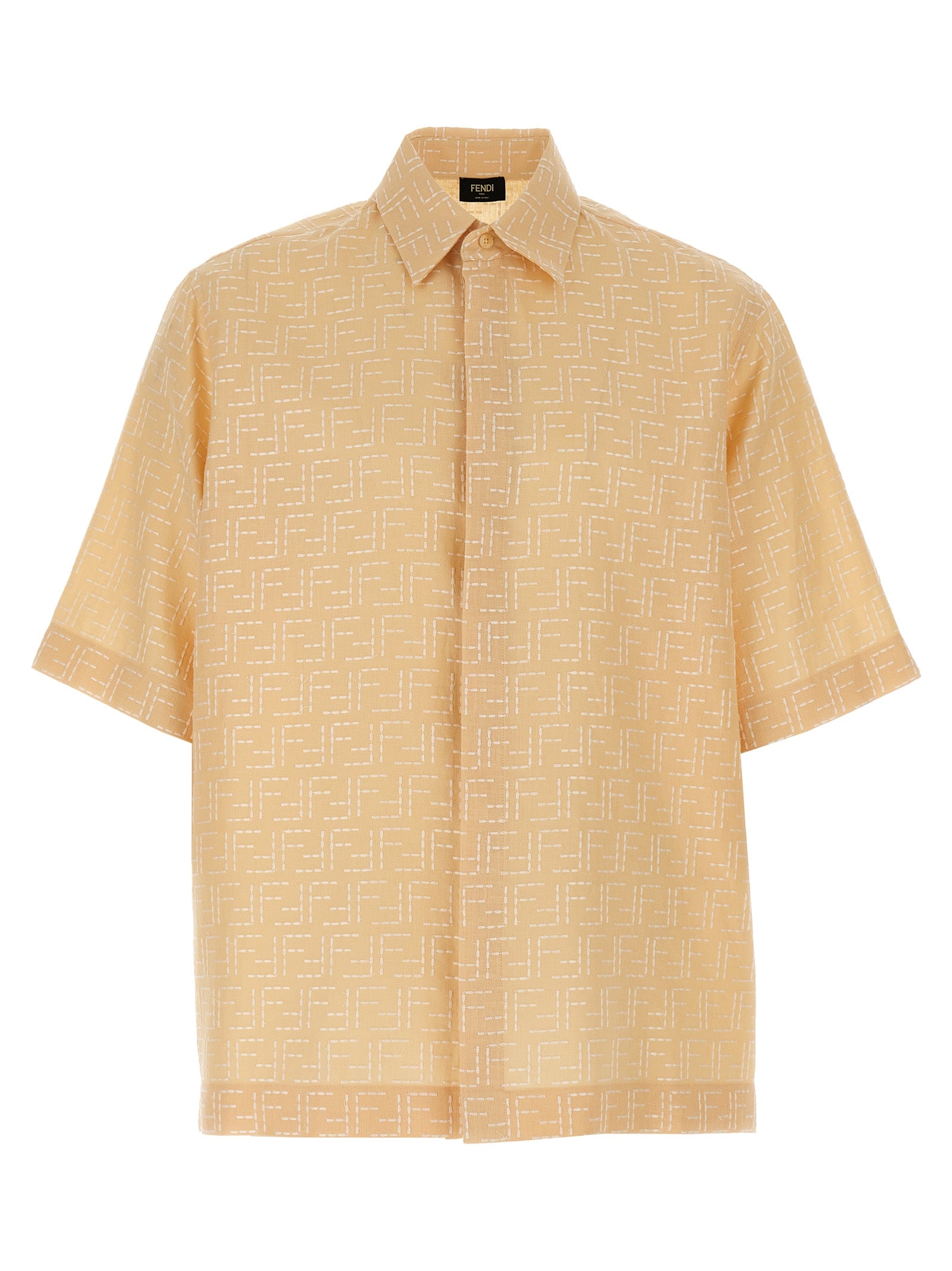 FF Jacquard Shirt Beige Linen Shirt, Blouse