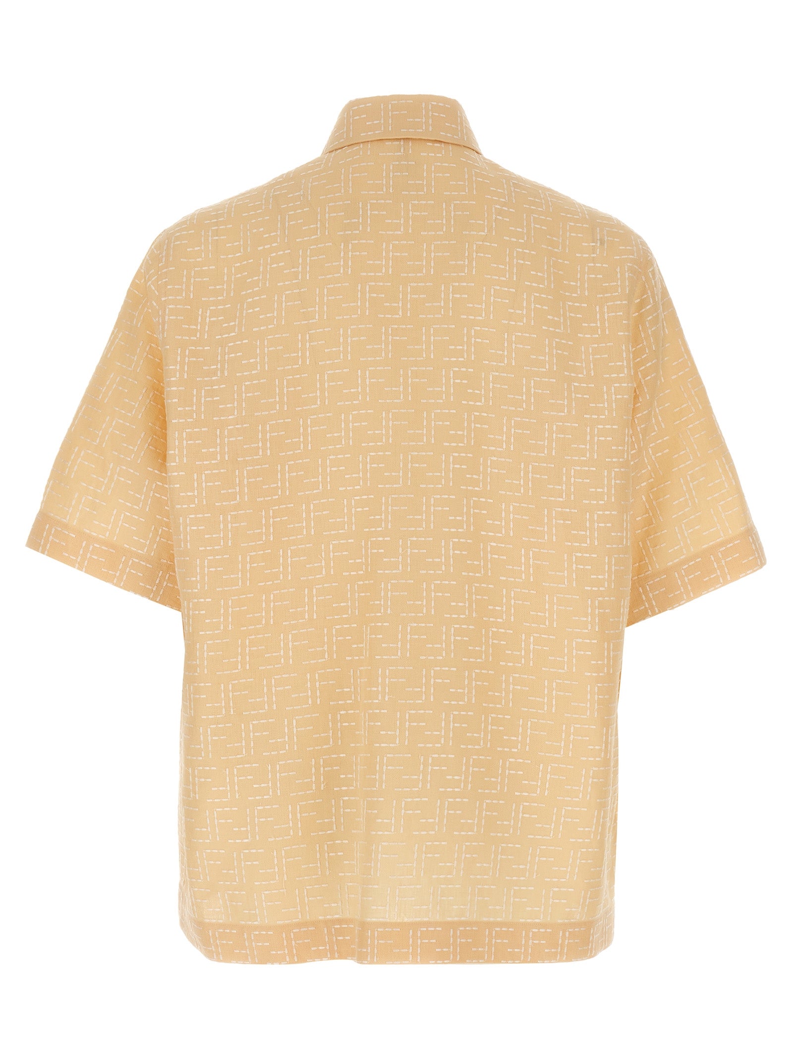 FF Jacquard Shirt Beige Linen Shirt, Blouse