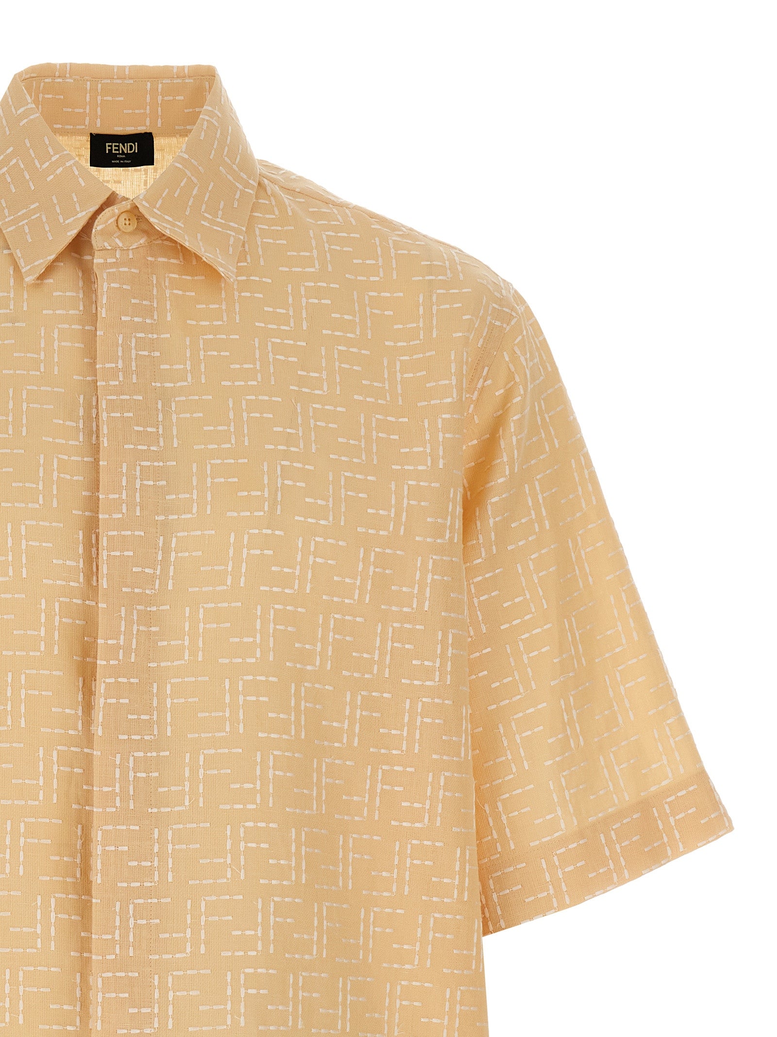 FF Jacquard Shirt Beige Linen Shirt, Blouse