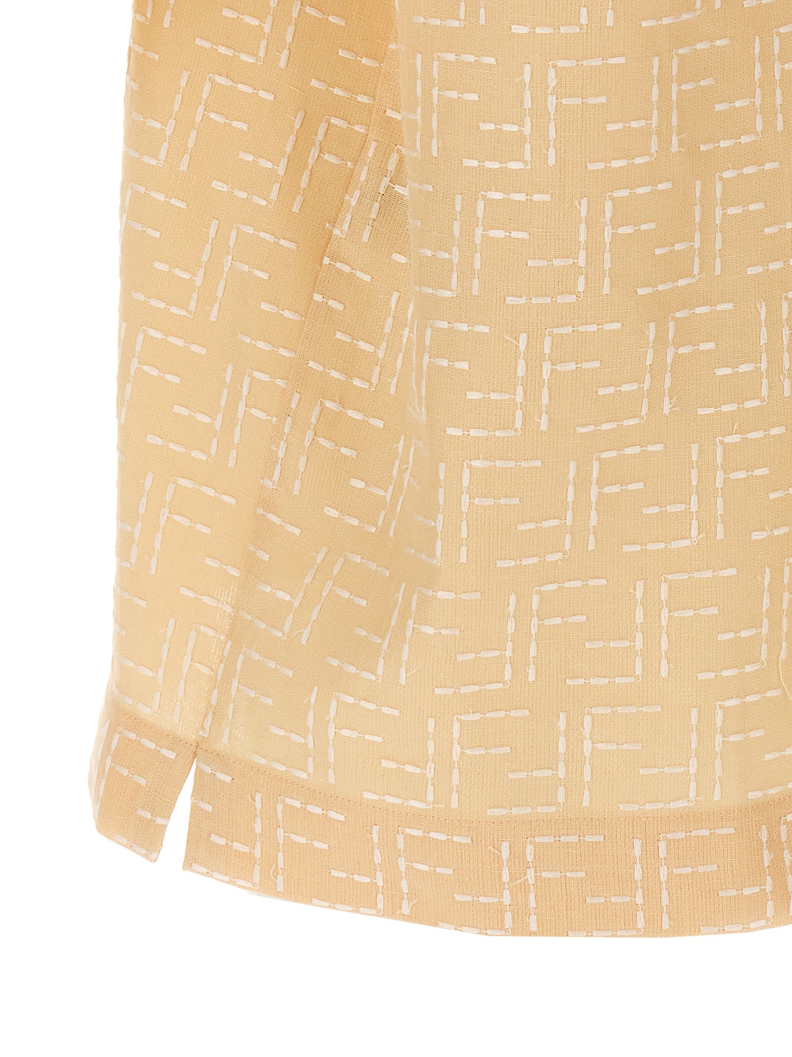 FF Jacquard Shirt Beige Linen Shirt, Blouse