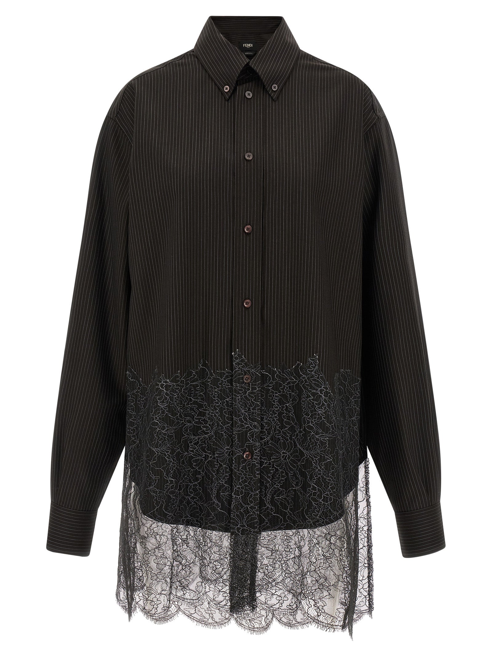 Wool and lace shirt Brown Virgin Shirt, Blouse