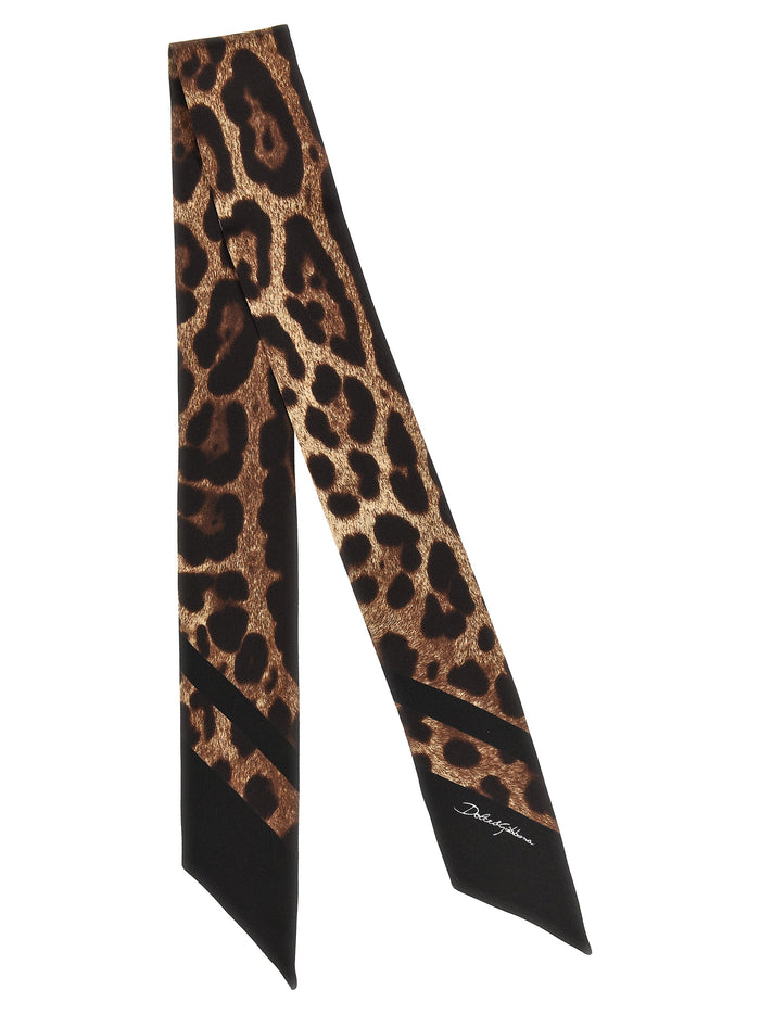 Animal Bandeau Brown Silk Scarves, Foulards