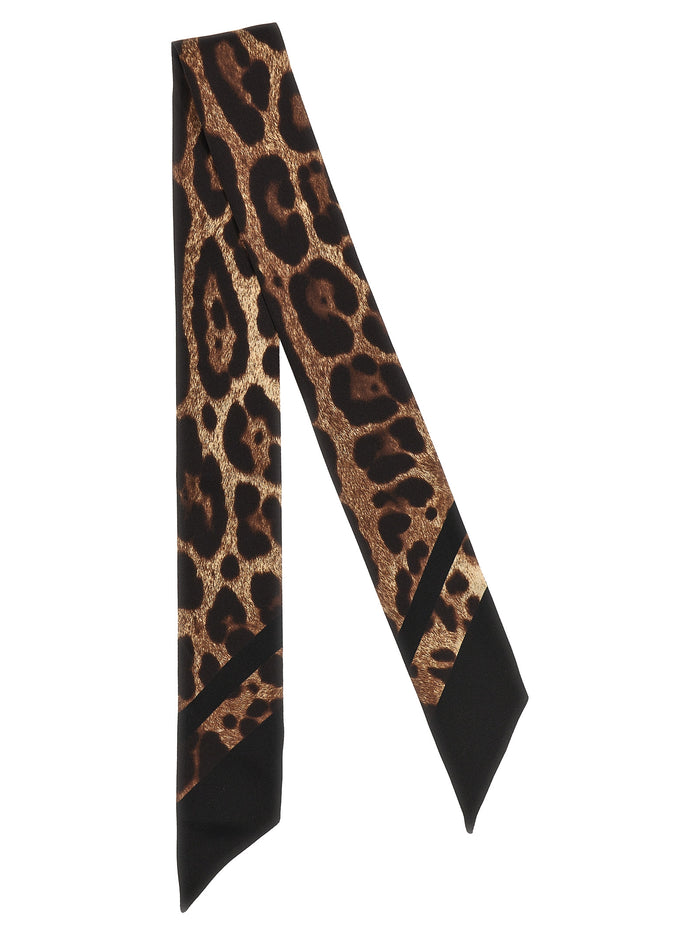Animal Bandeau Brown Silk Scarves, Foulards