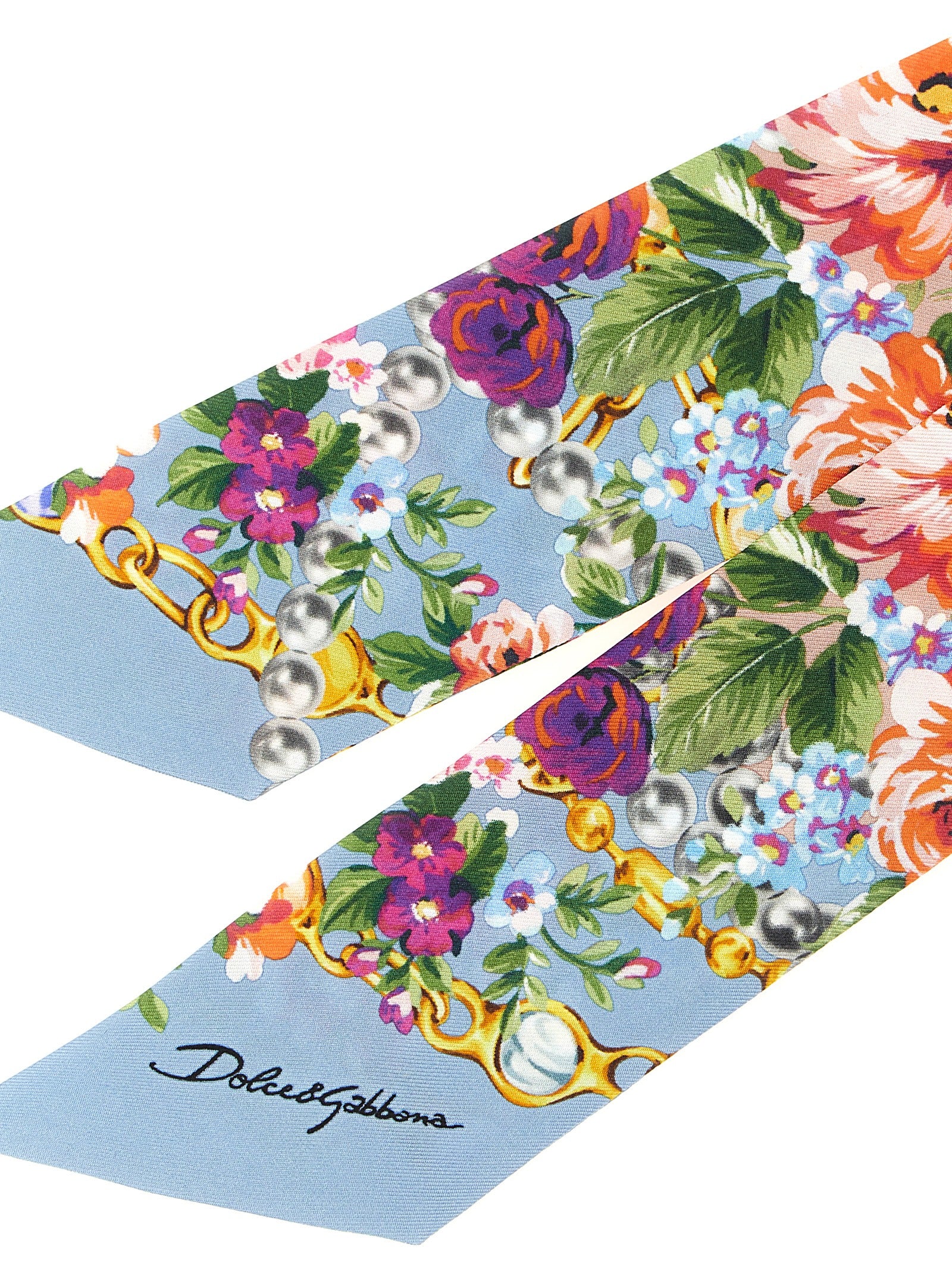 Mazzolini di Fiori bandeau Light Blue Silk Scarves, Foulards