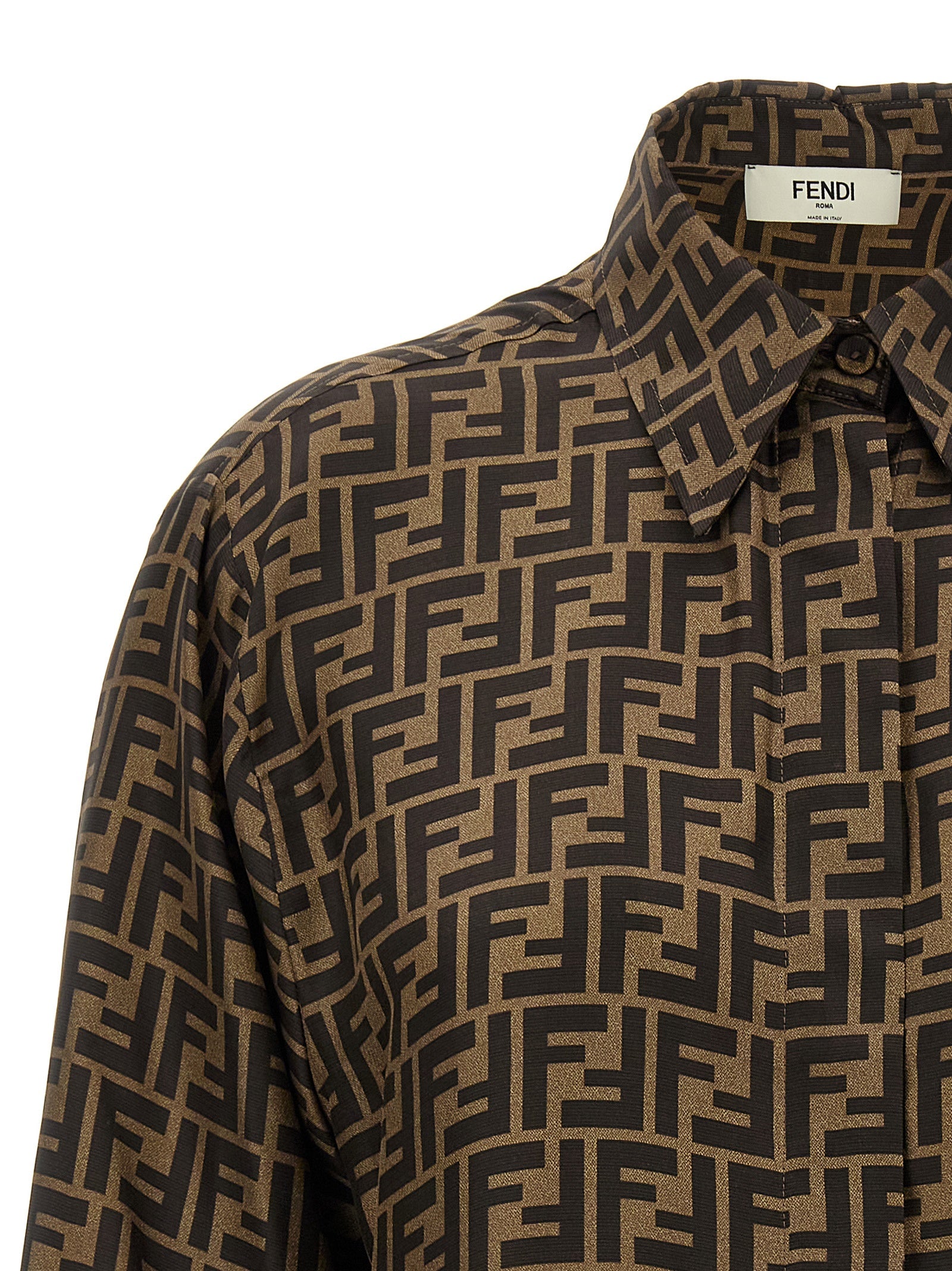 FF monogram shirt Brown Silk Shirt, Blouse