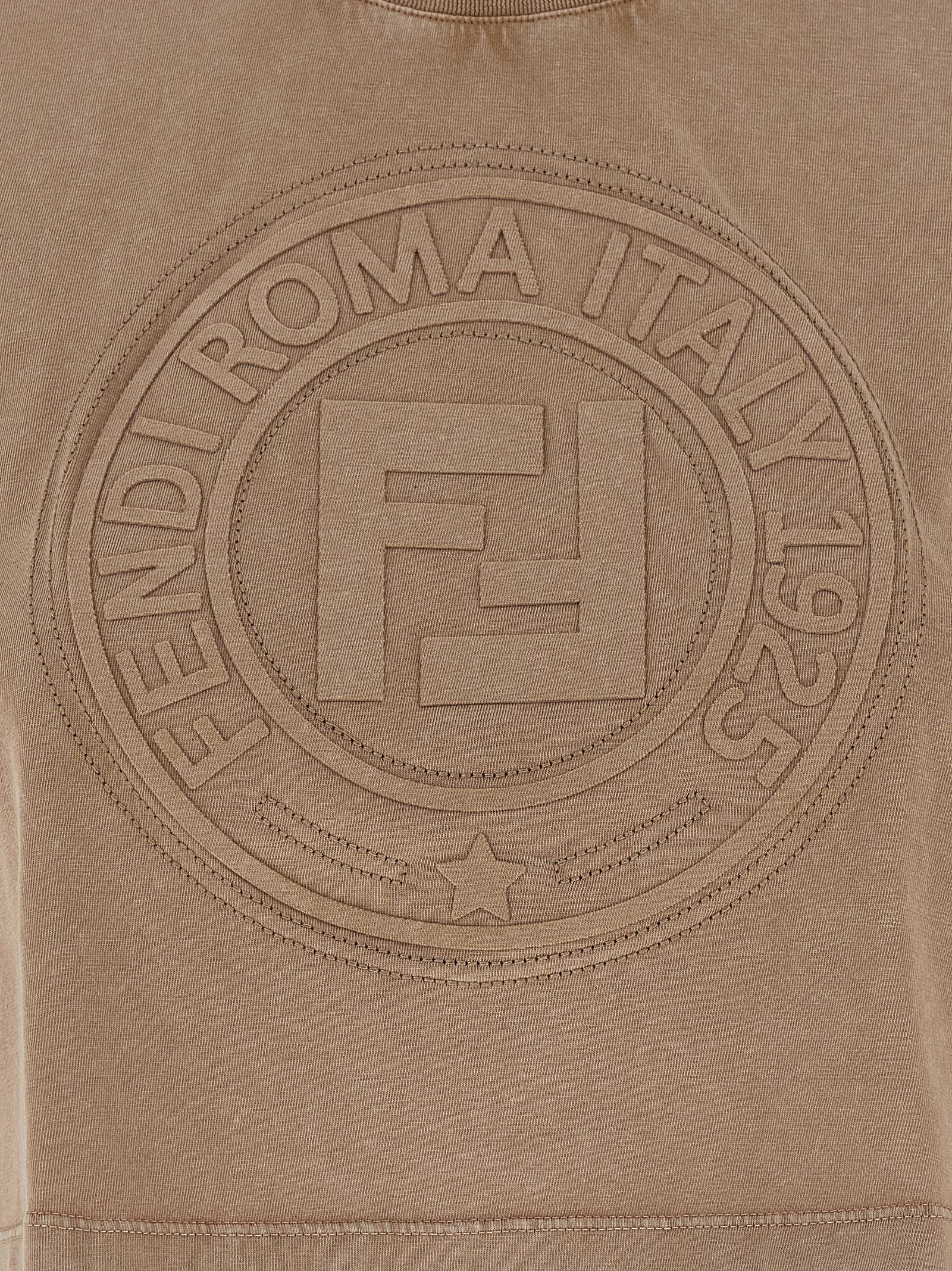 3D Fendi Roma T-shirt Brown Cotton