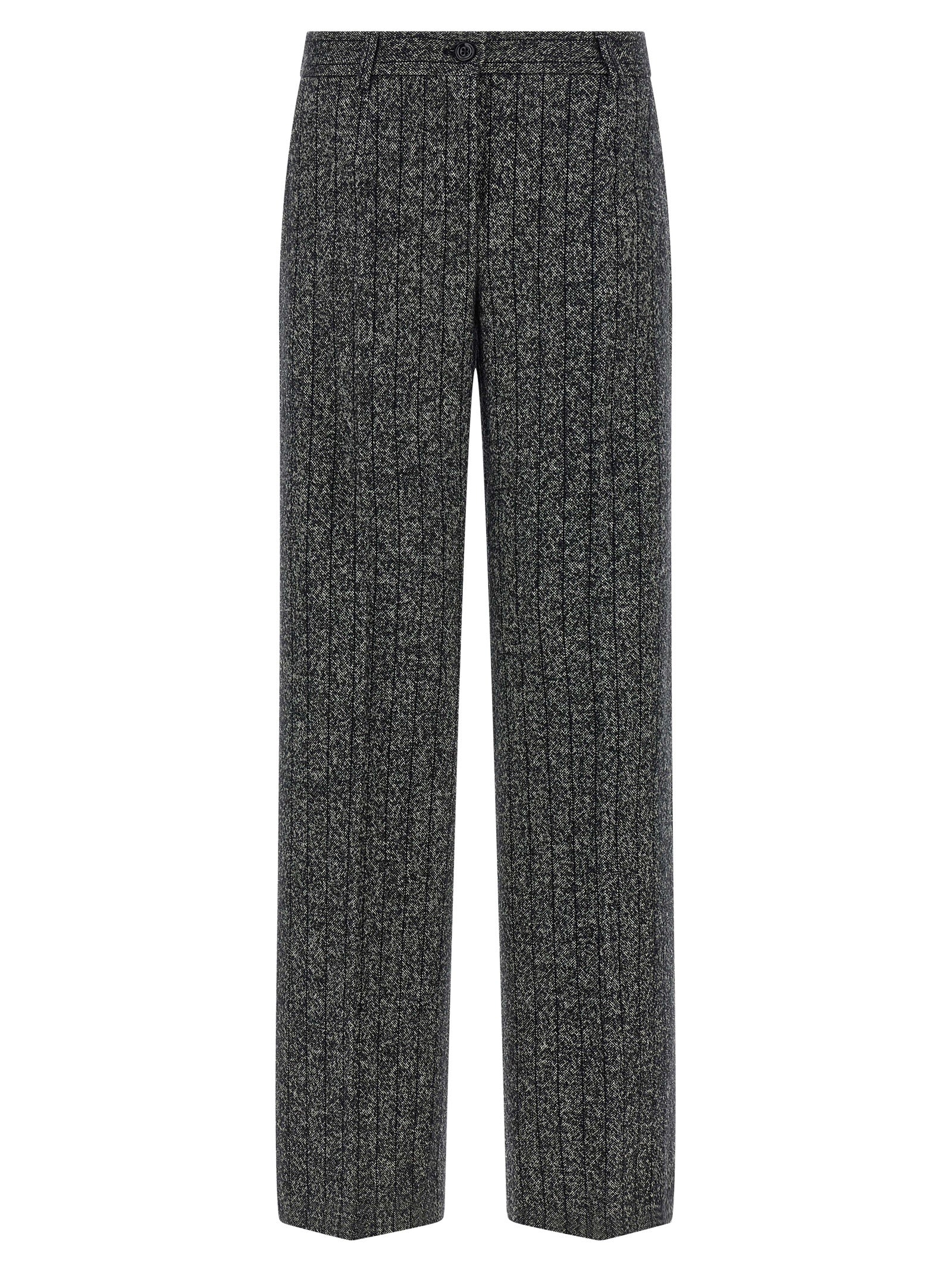 Striped wool pants White/black