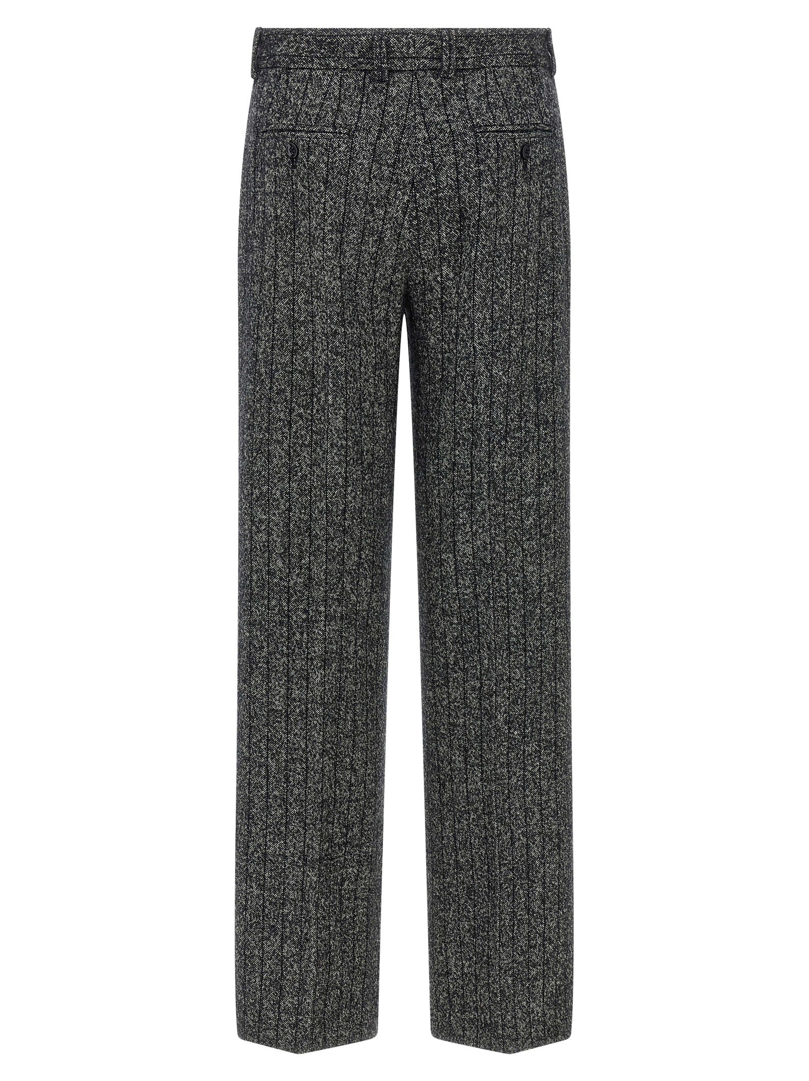 Striped wool pants White/black