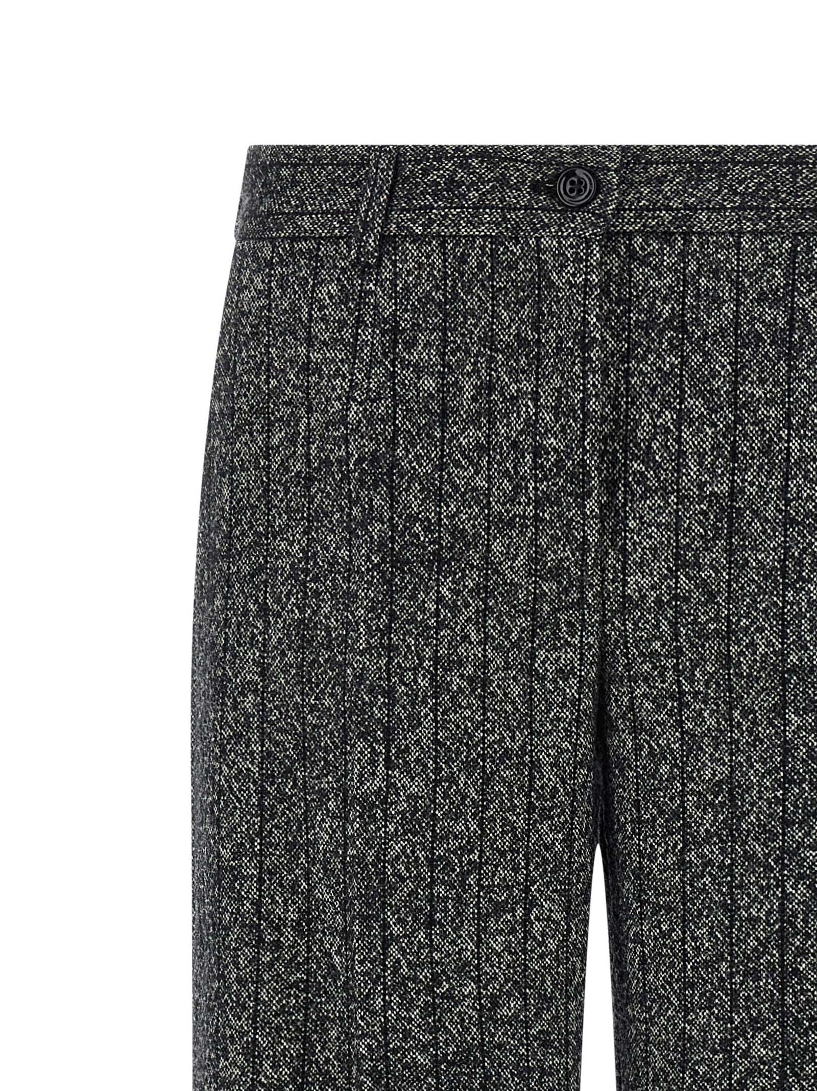 Striped wool pants White/black