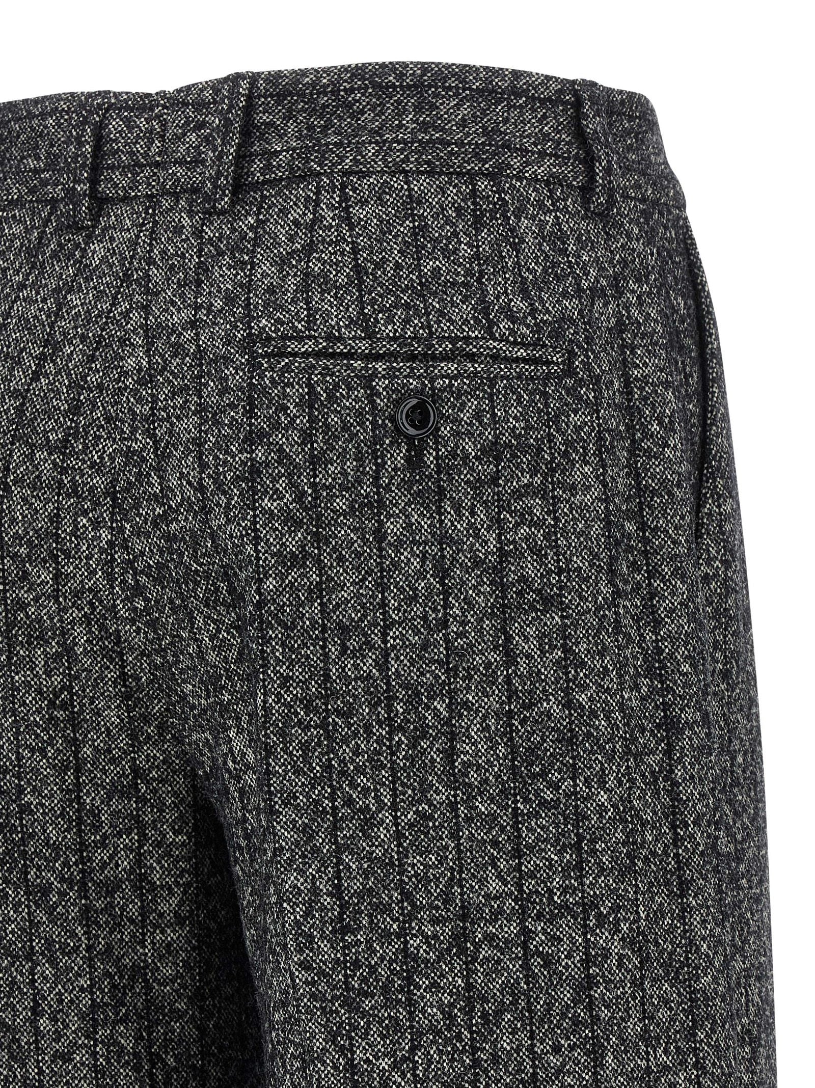 Striped wool pants White/black