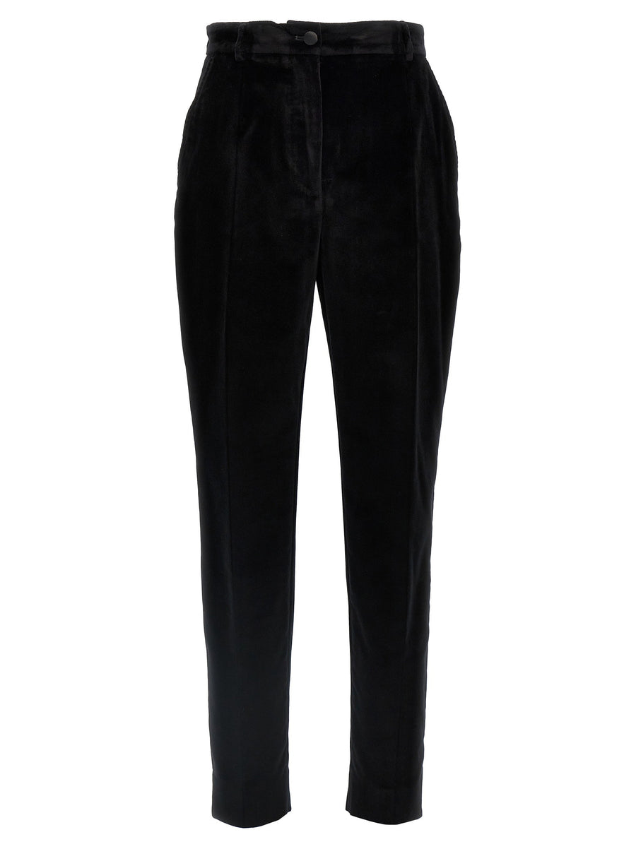 Dolce & Gabbana Velvet Tuxedo Trousers — Black