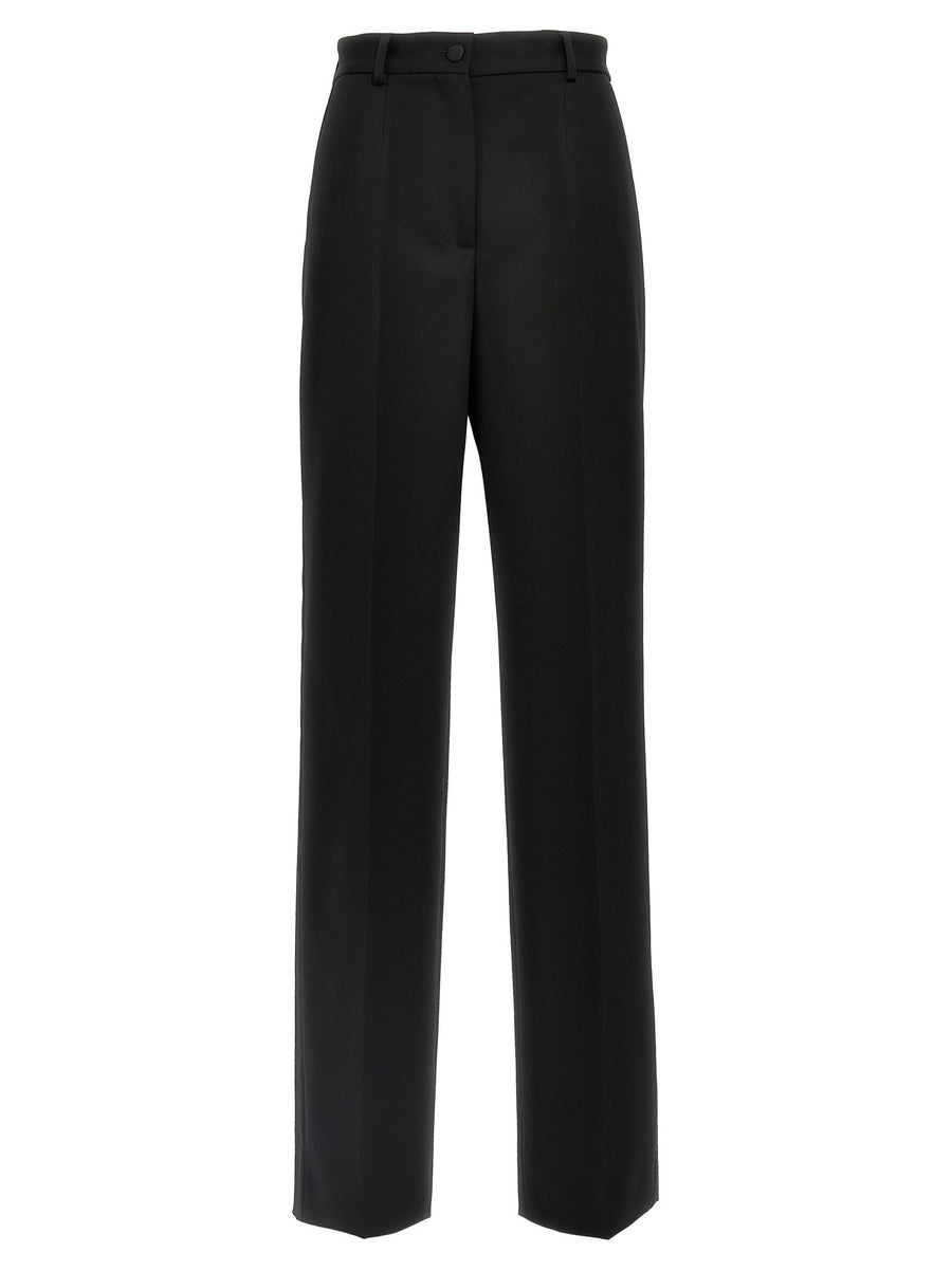 Dolce & Gabbana Wool Gabardine Tuxedo Trousers — Black