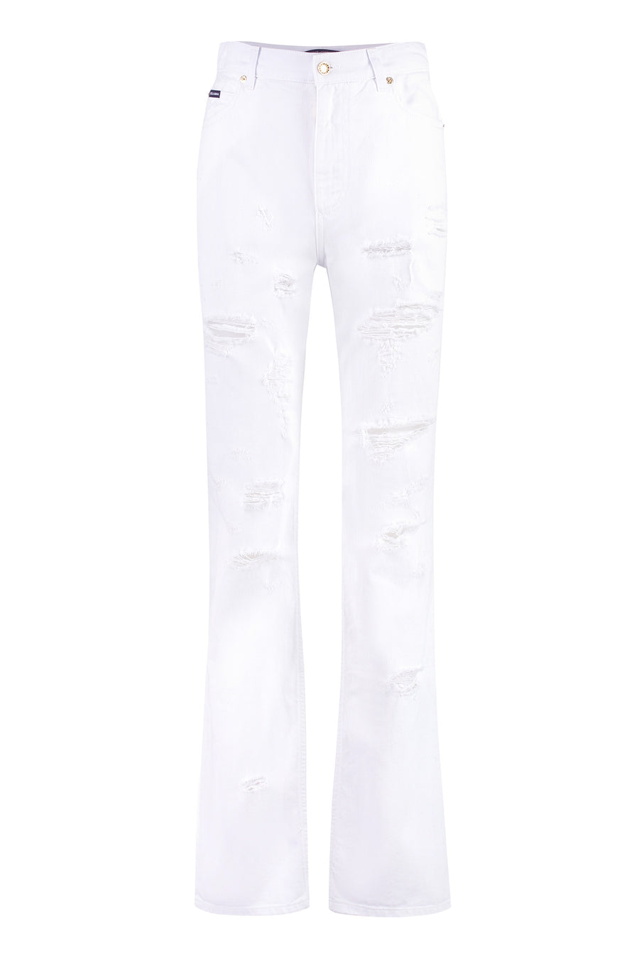 5-Pocket Straight-Leg Jeans White Cotton