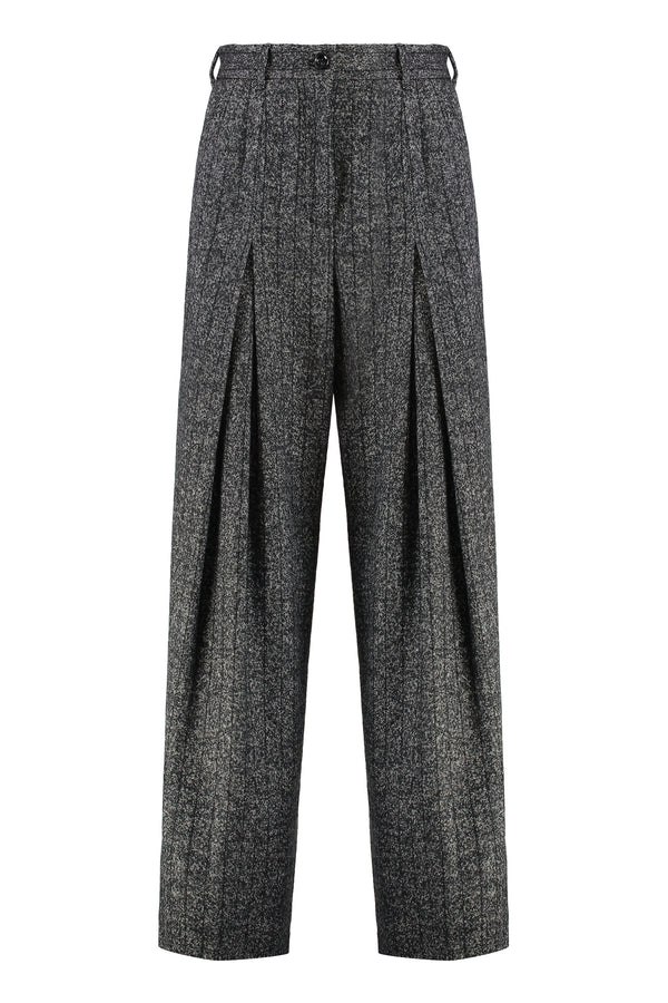 Wool Wide-Leg Trousers Grey