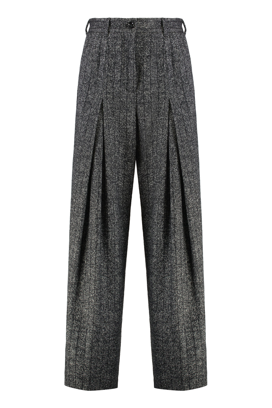 Wool Wide-Leg Trousers Grey