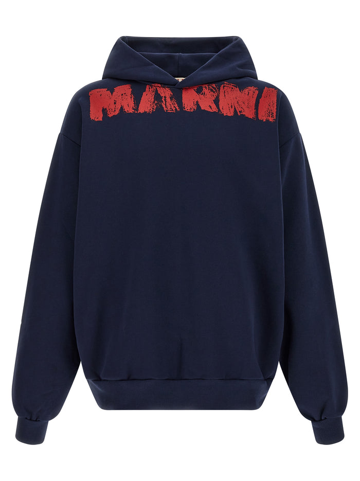 Marni Monolith hoodie Blue Cotton Sweatshirt