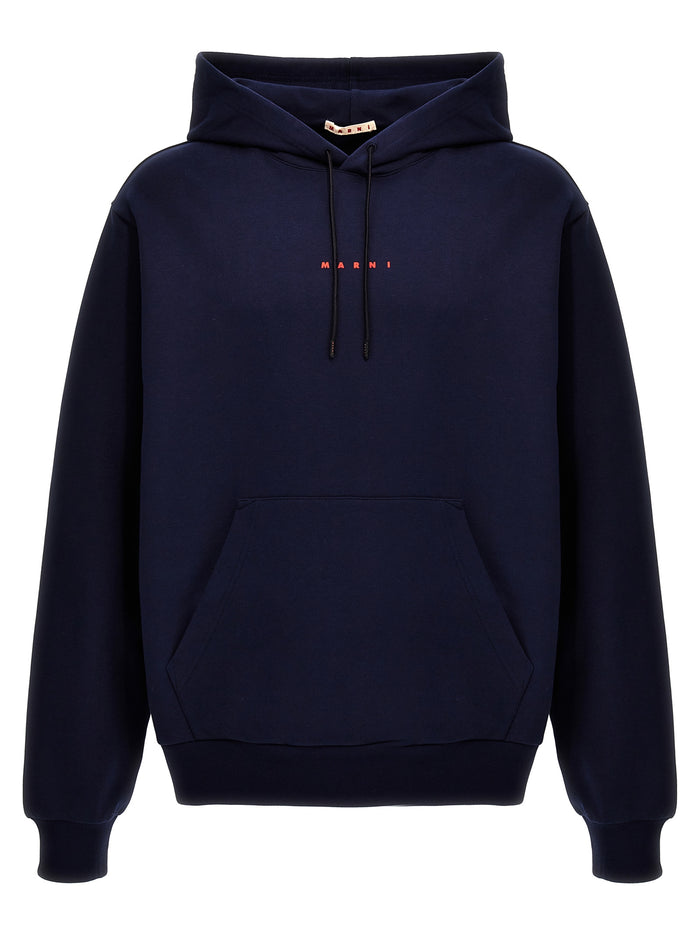 Logo print hoodie Blue Cotton Sweatshirt
