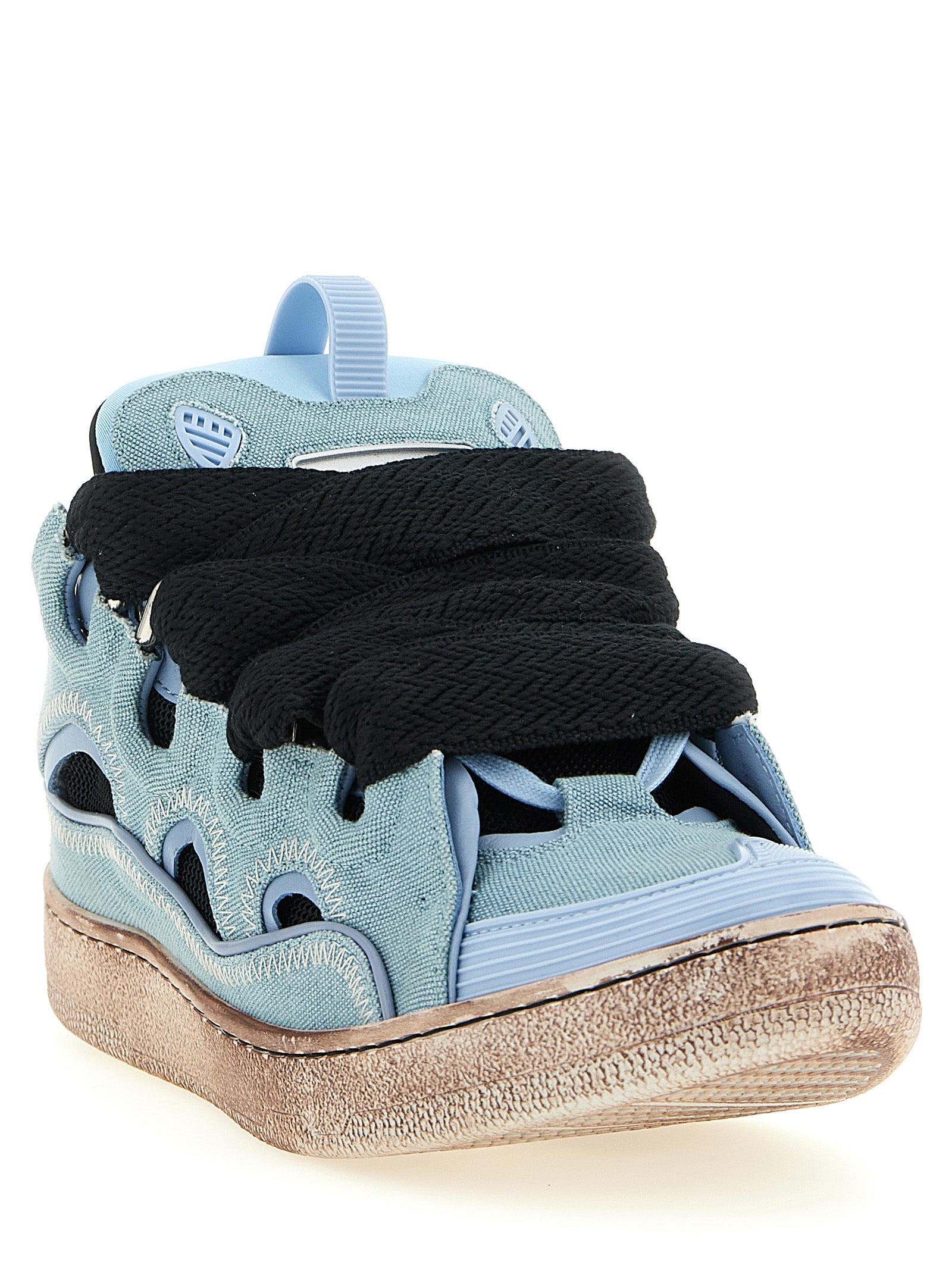 Curb sneakers Light Blue Cotton Calf Leather