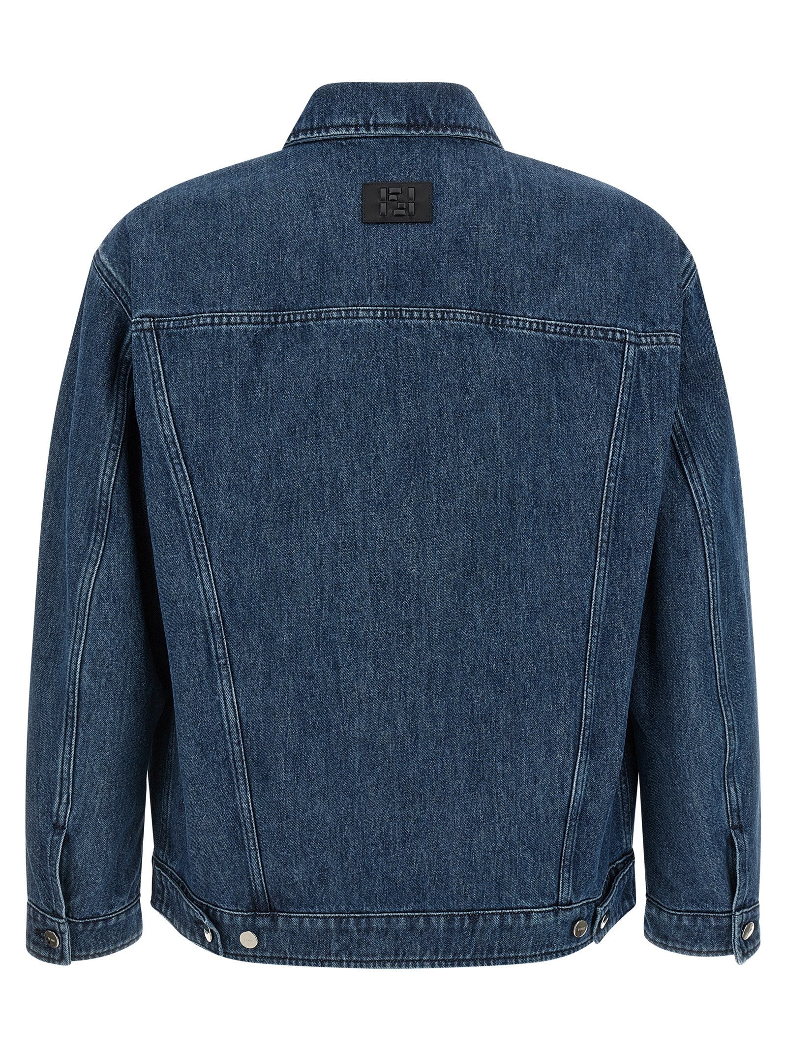 Ff Selleria Denim Jacket Blue Cotton Down Jacket, Parka, Casual