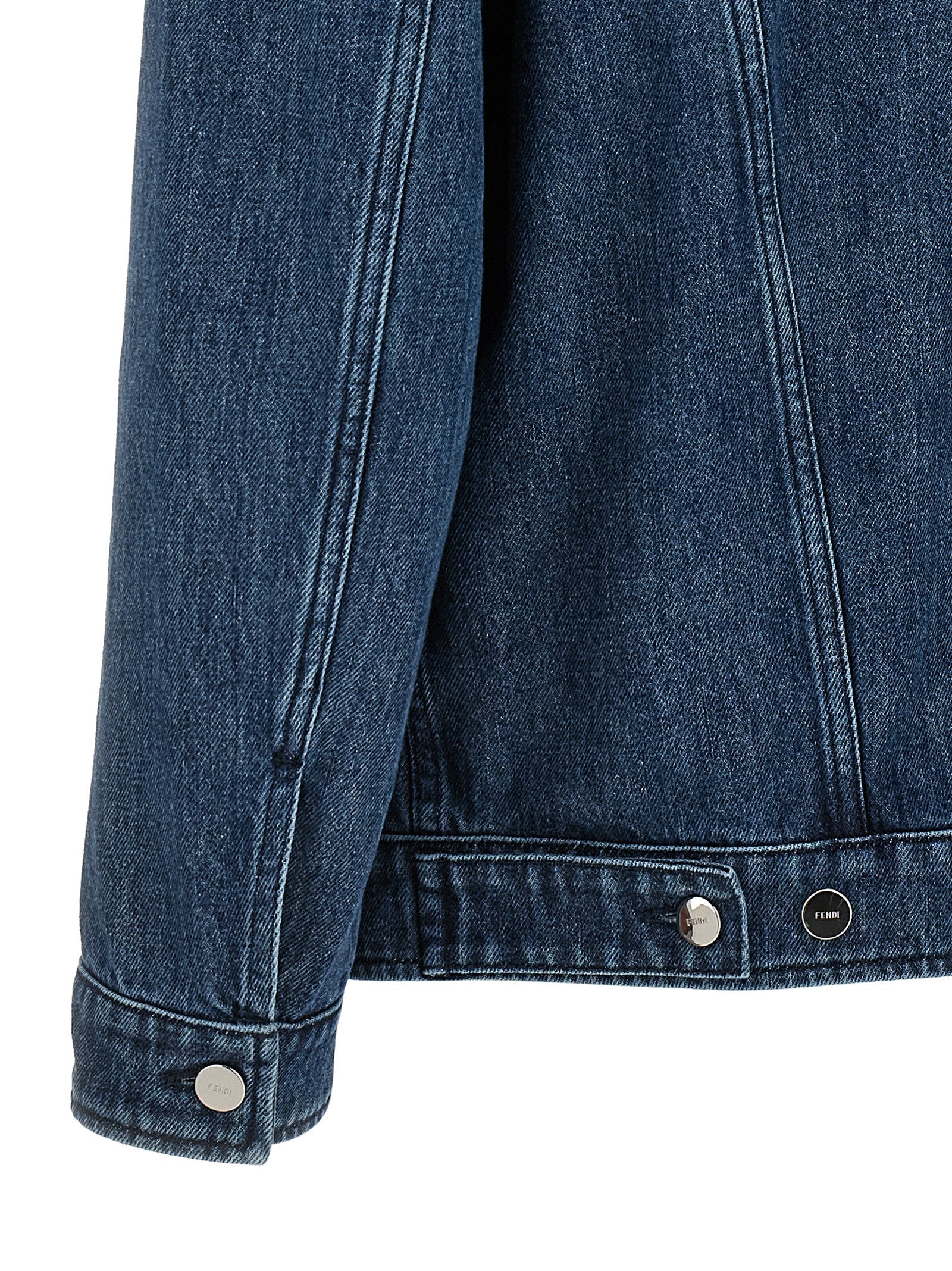 Ff Selleria Denim Jacket Blue Cotton Down Jacket, Parka, Casual