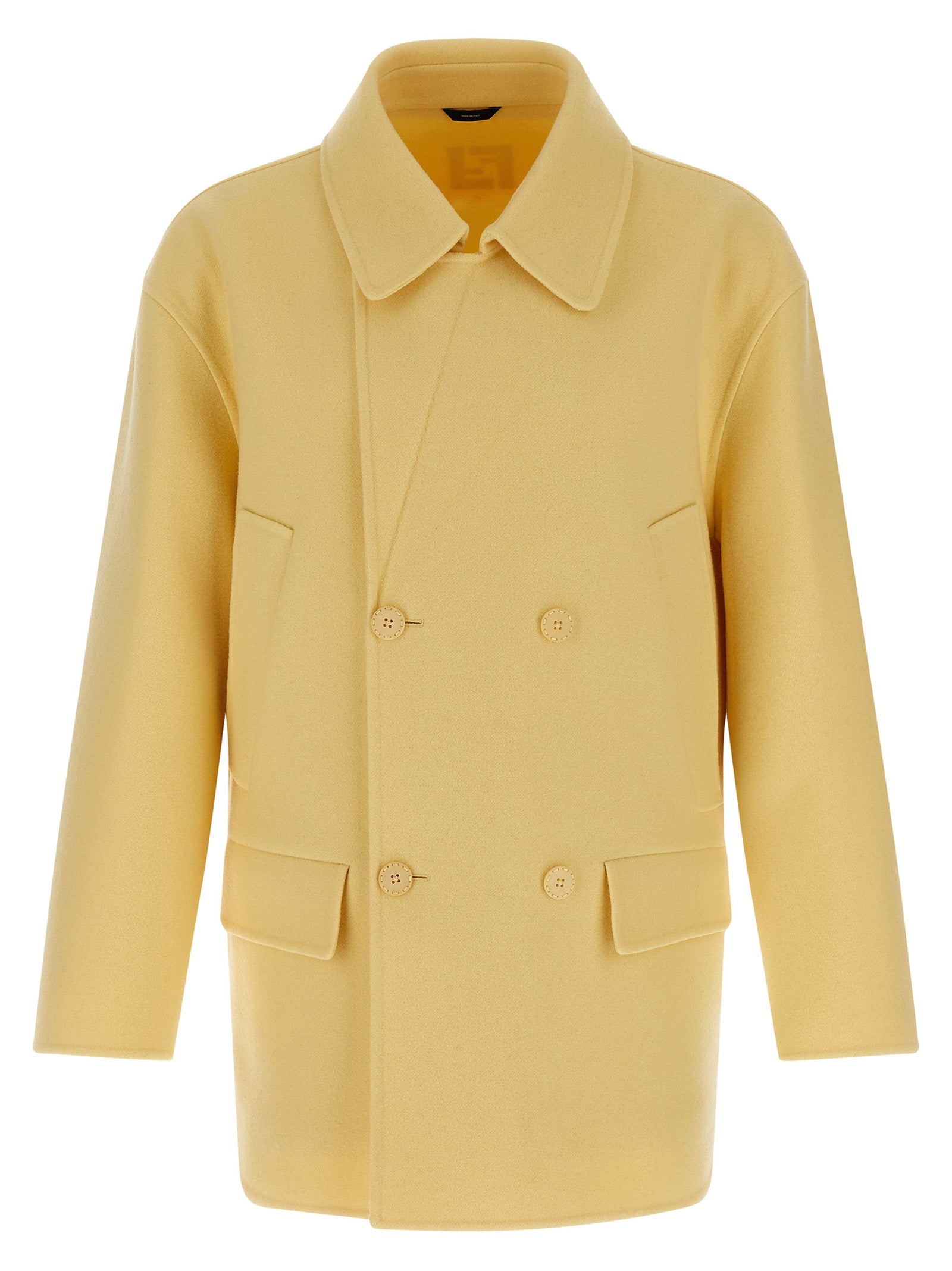 Caban coat Yellow Virgin Wool Coats, Trench