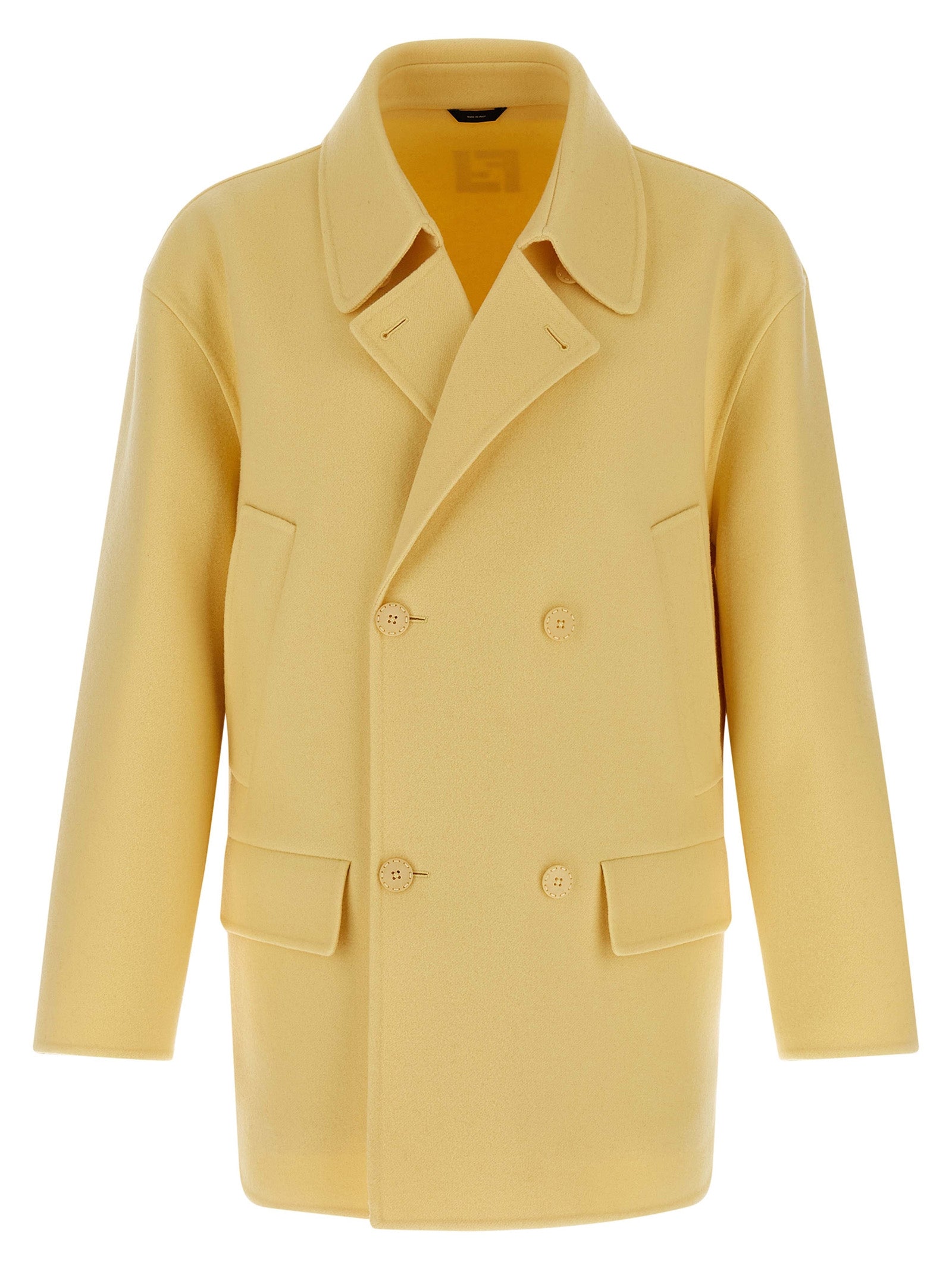 Caban coat Yellow Virgin Wool Coats, Trench