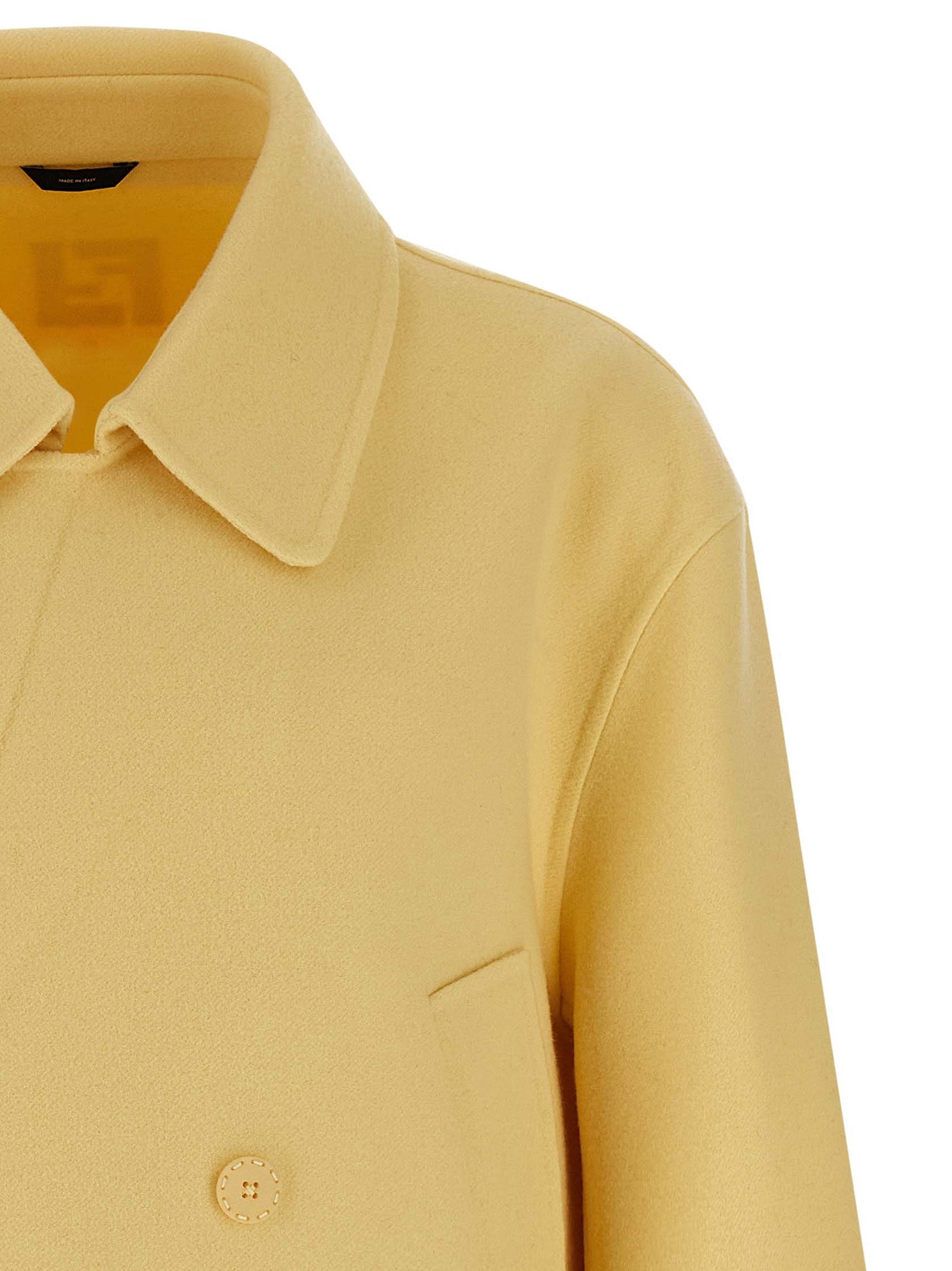 Caban coat Yellow Virgin Wool Coats, Trench