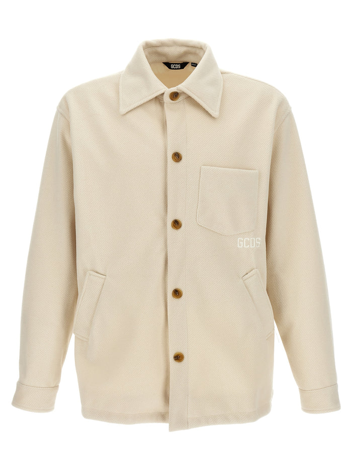 Logo embroidery jacket White Polyester Down Jacket, Parka, Casual