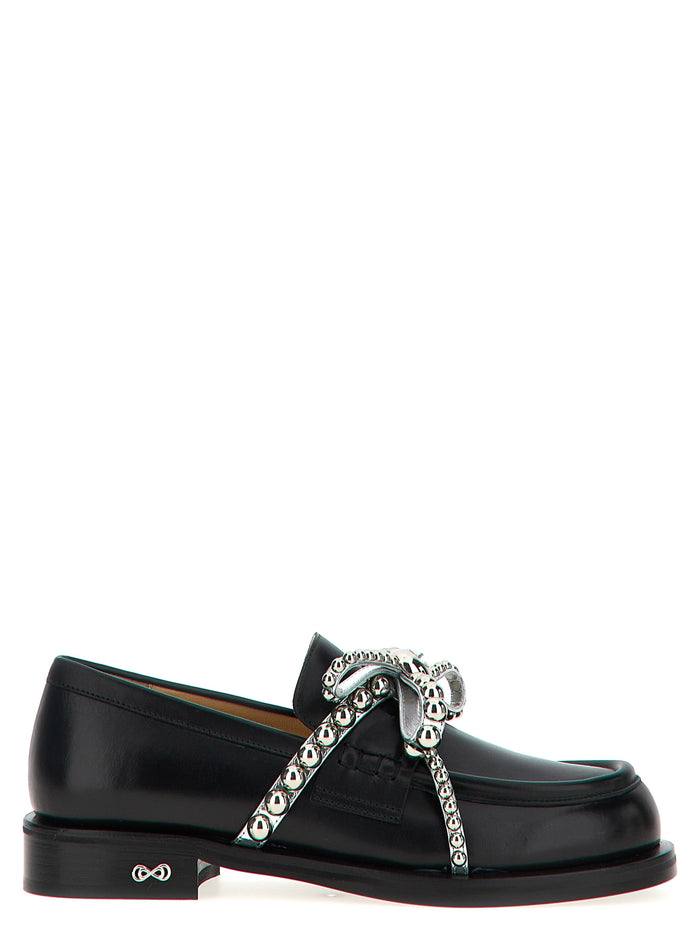 Crystal Studs loafers Black Leather