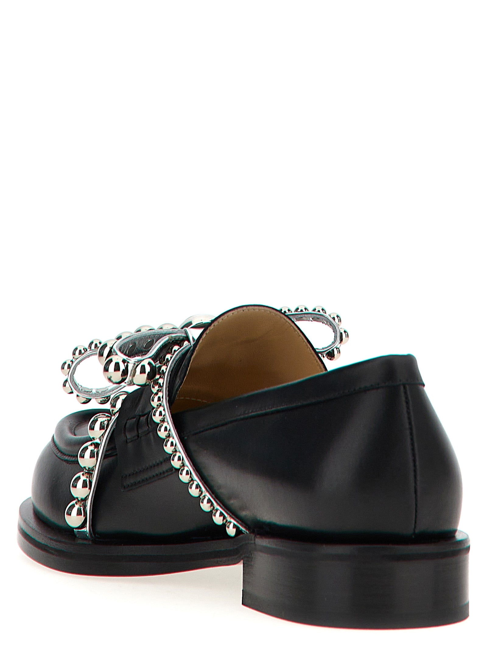 Crystal Studs loafers Black Leather