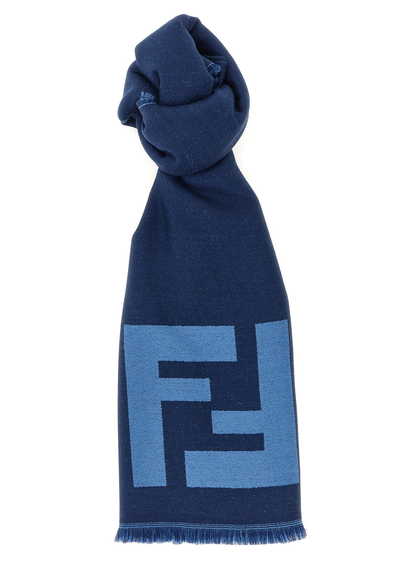 FF macro scarf Blue Virgin Wool Scarves, Foulards