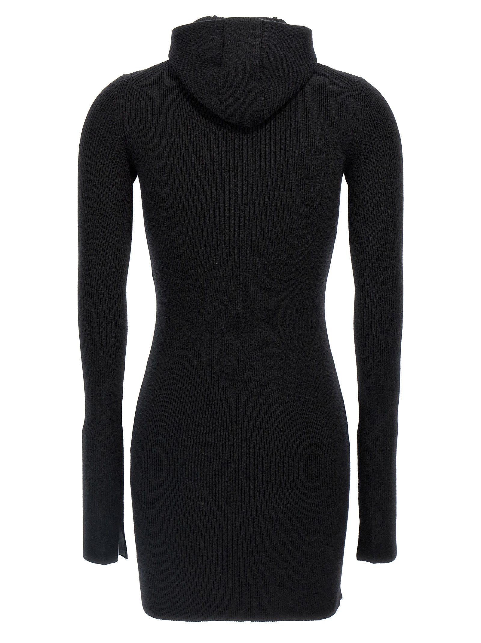 Hooded dress Black Wool