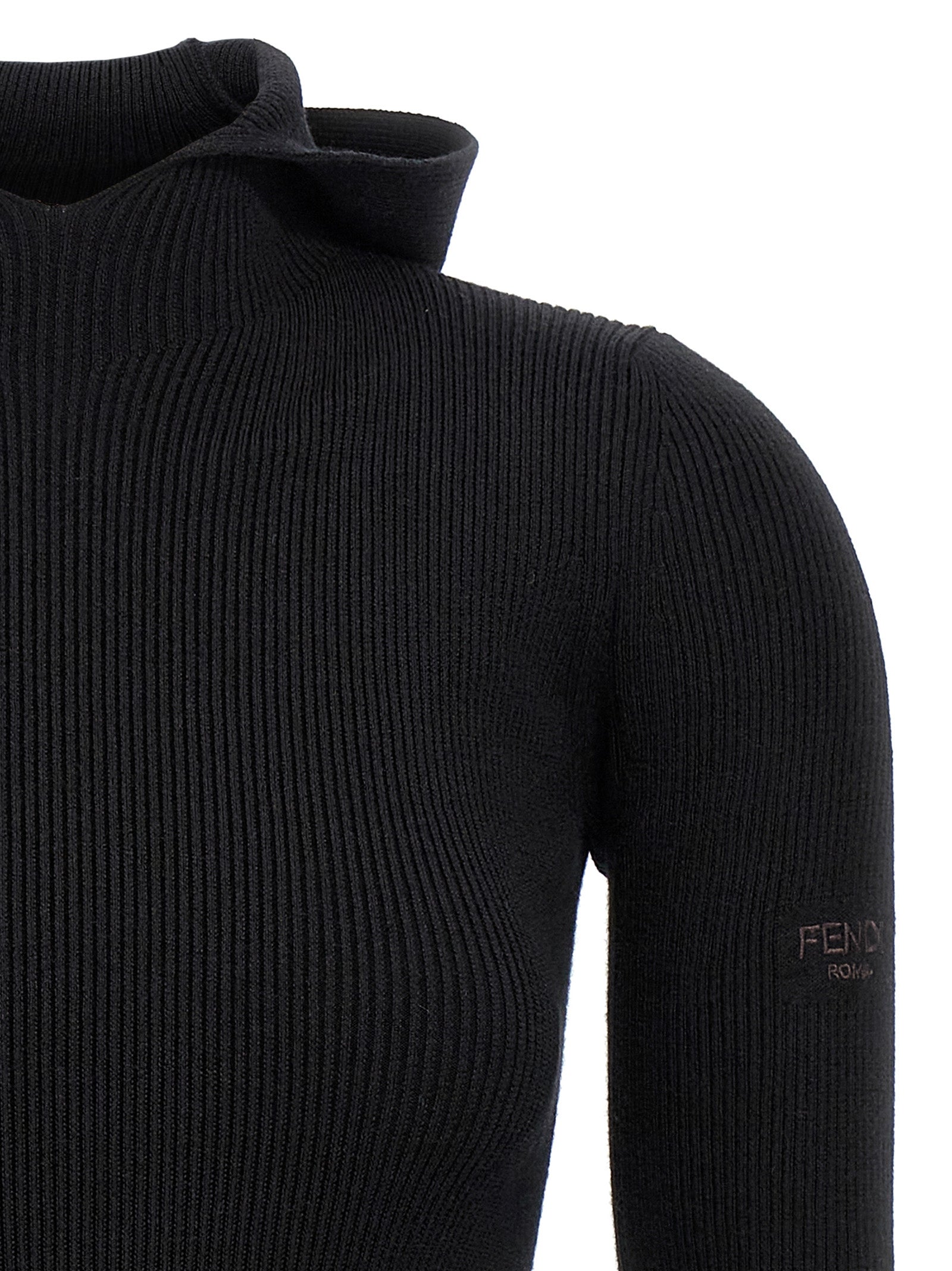 Hooded dress Black Wool