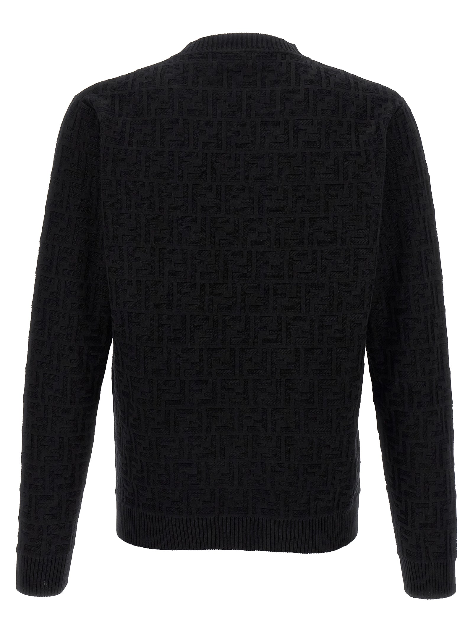 FF jacquard sweater Black Cotton Sweater, Cardigans