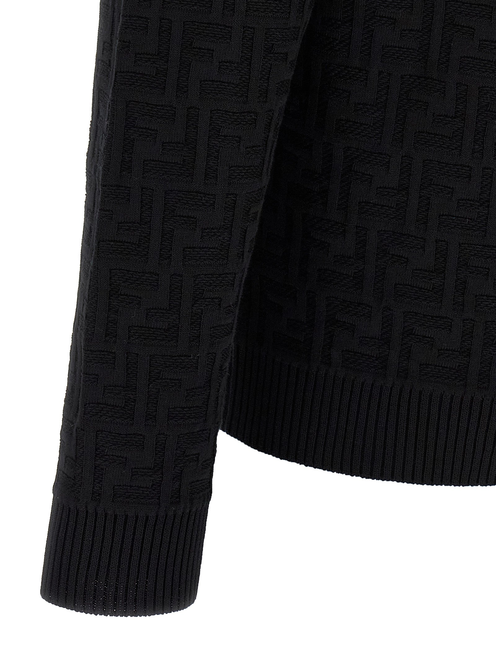 FF jacquard sweater Black Cotton Sweater, Cardigans