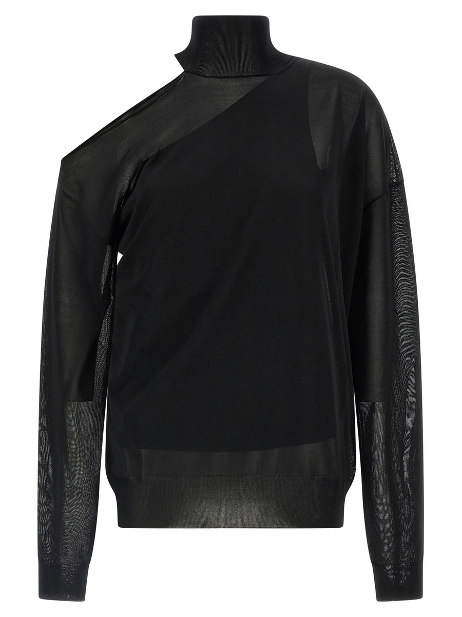 Fendi Semi-Transparent Silk Organza Top — Black