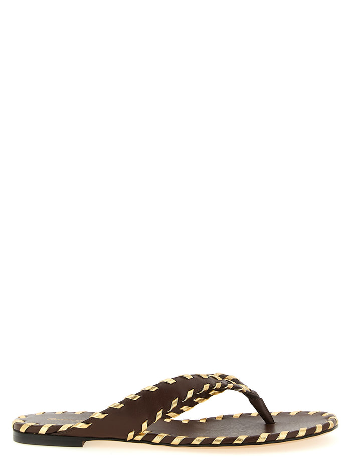 Thong Zaira Brown Lamb Leather (ovis Aries) Sandal